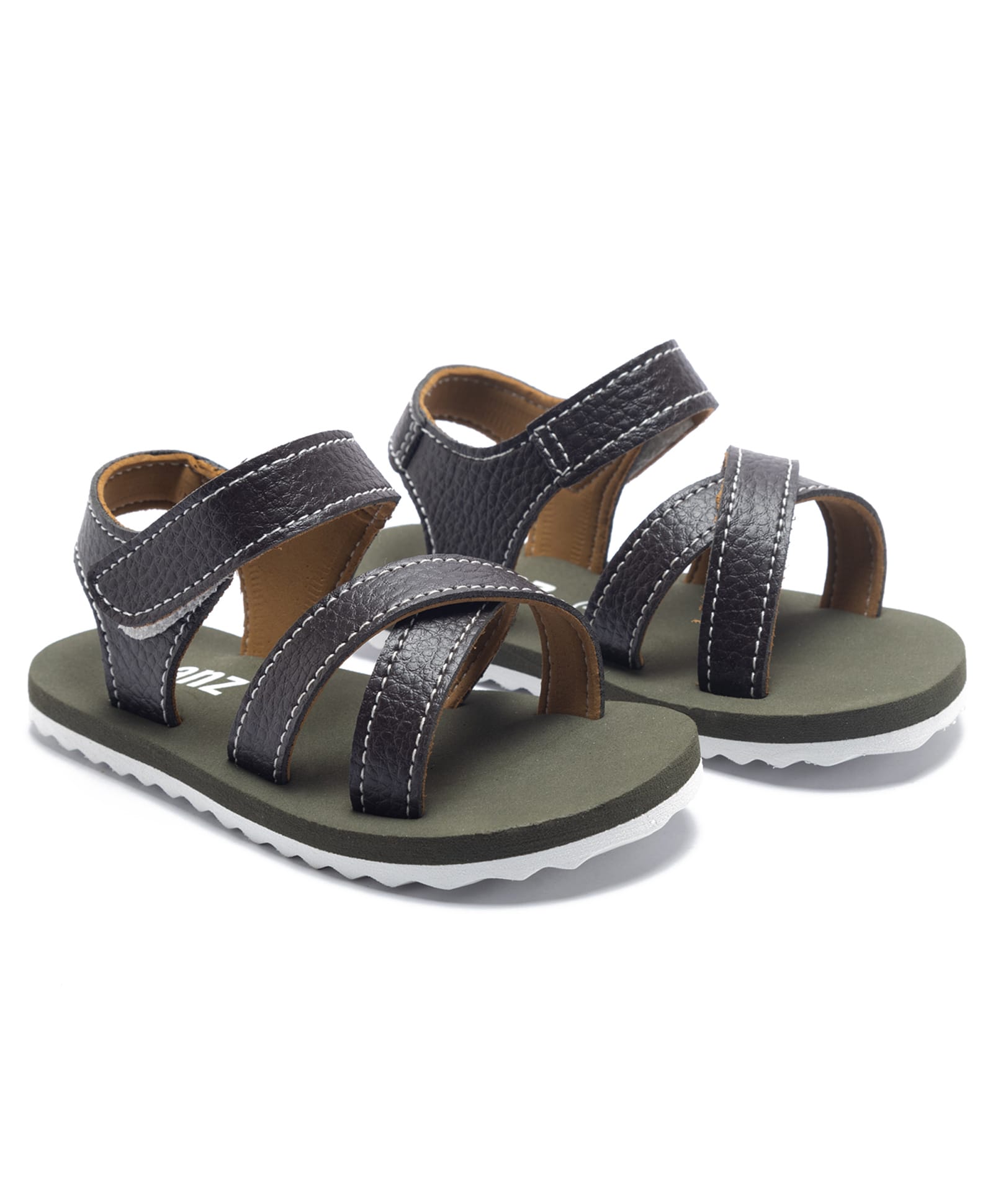 Beanz Solid Velcro Closure Sandals - Olive-picture-14