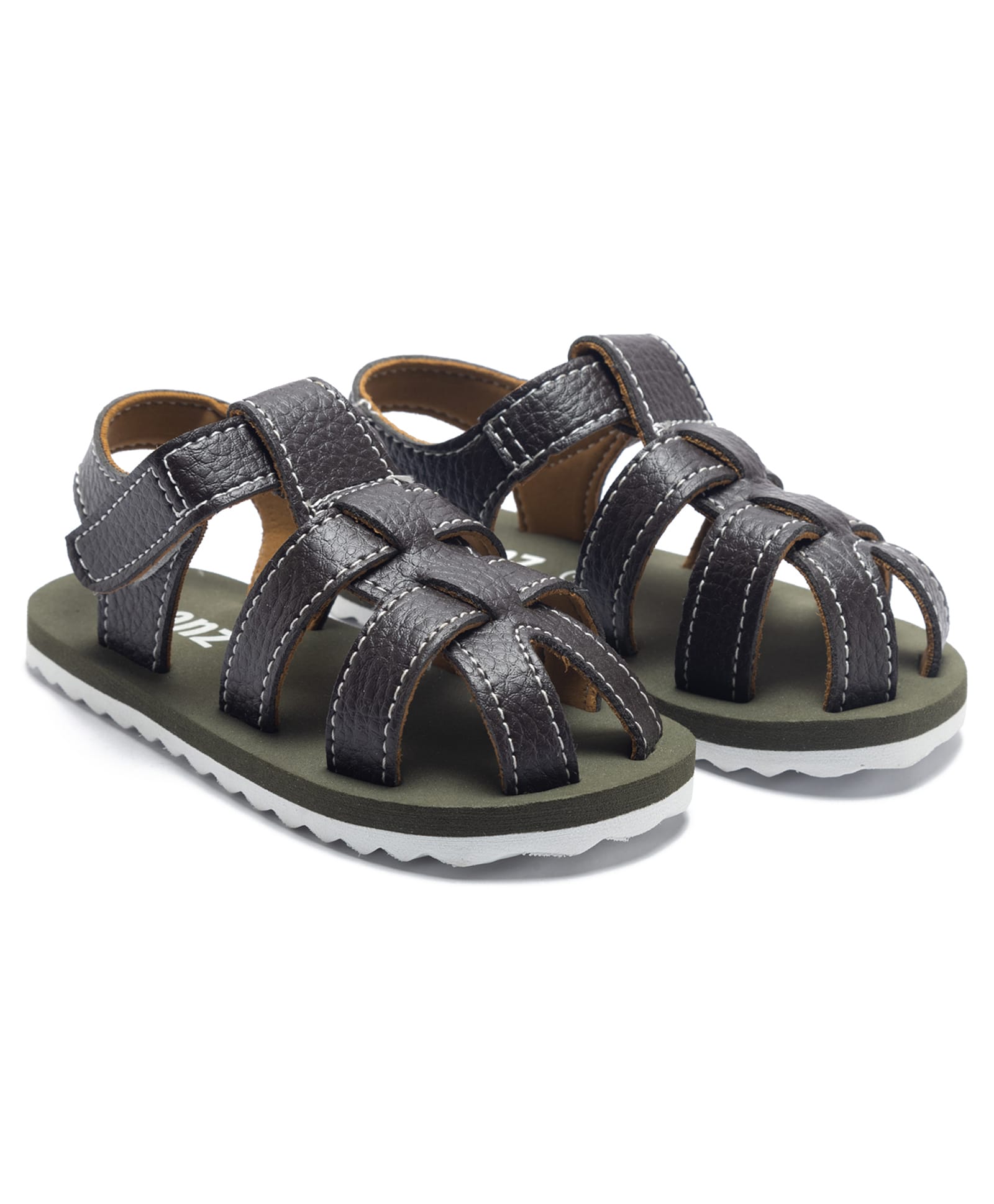 Beanz Solid Velcro Closure Sandals - Olive Green-picture-16