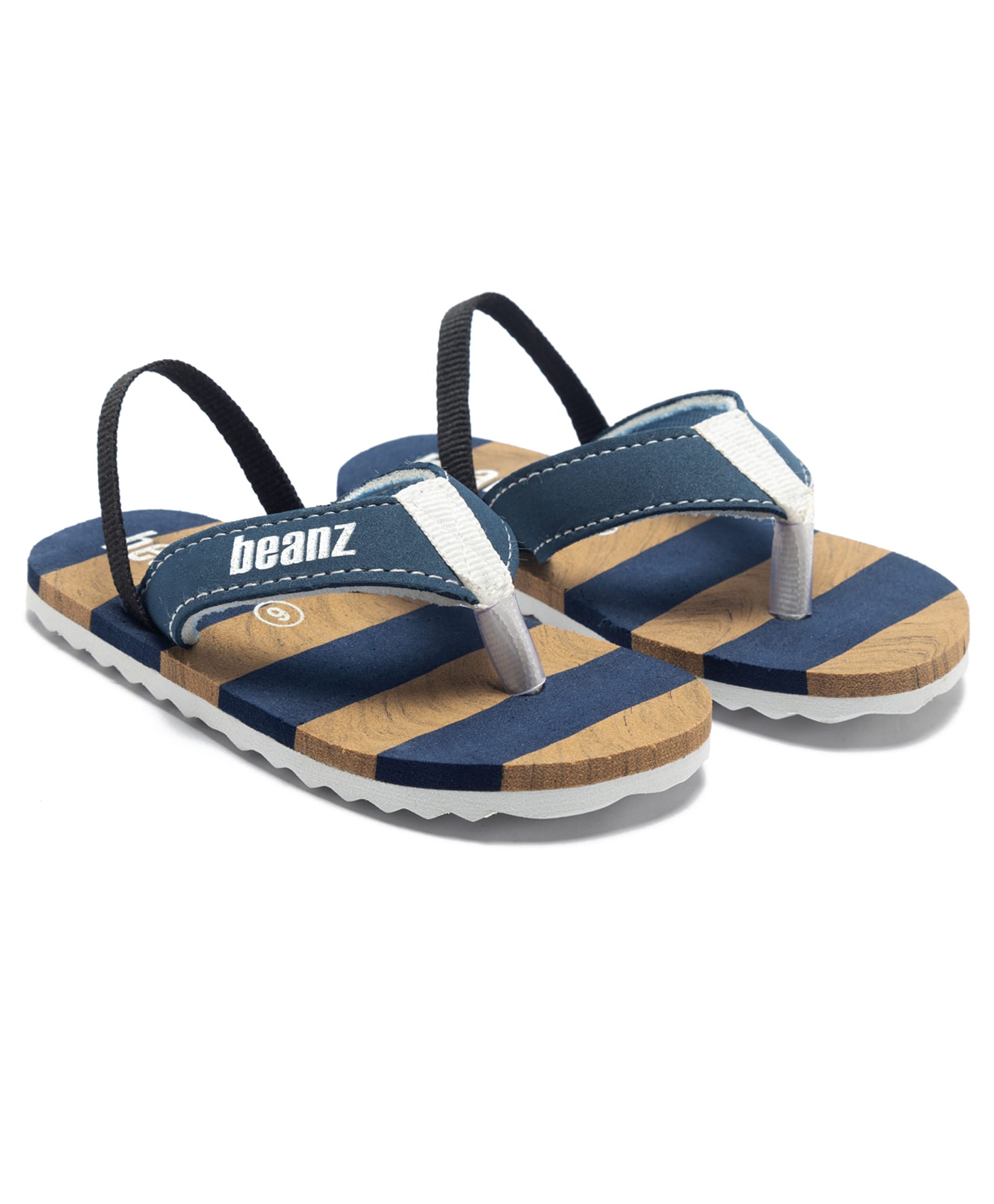 Beanz Striped Back Strap Flip Flops - Navy Blue & Khaki-picture-25