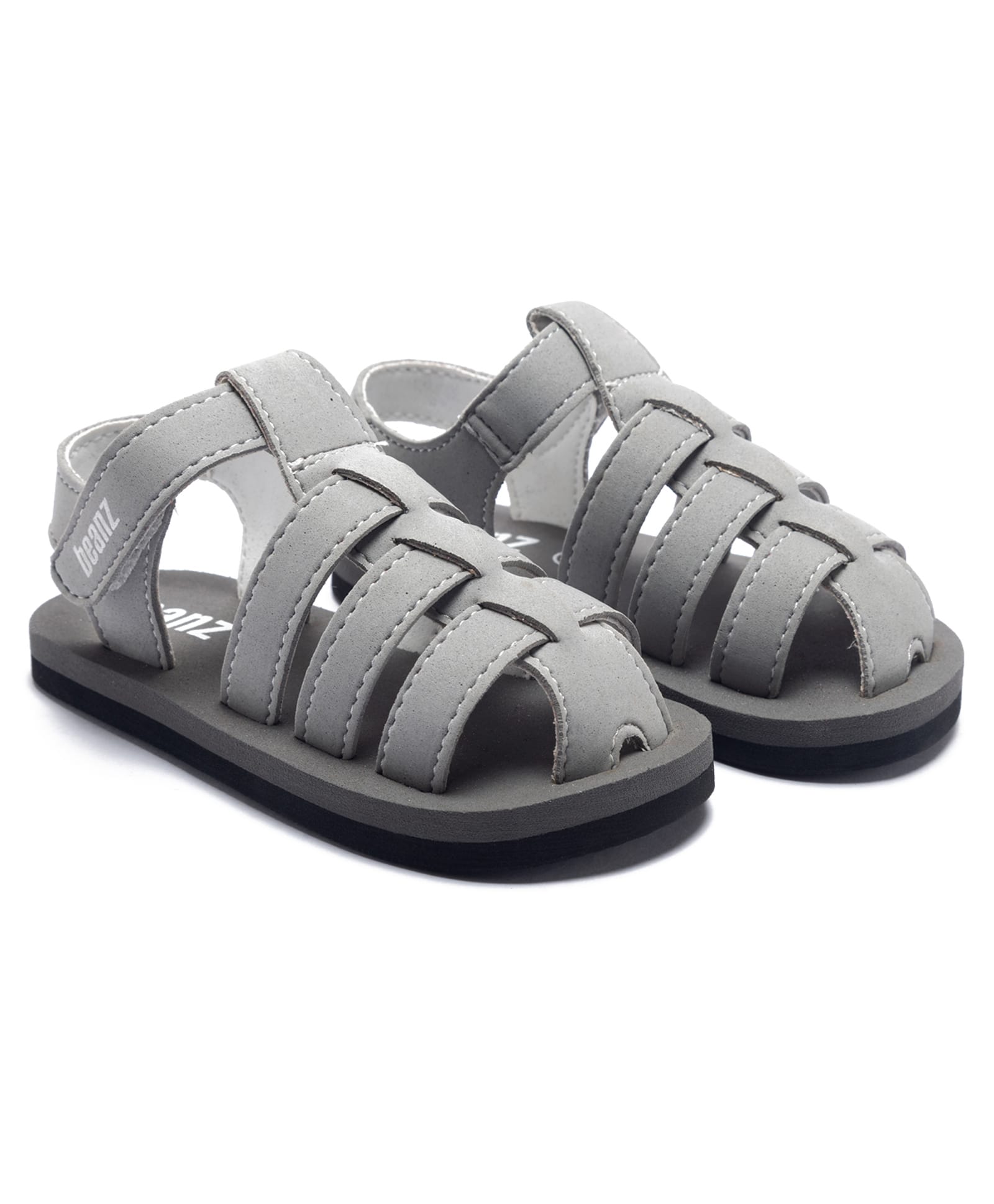 Beanz Solid Velcro Closure Sandals - Grey-picture-3