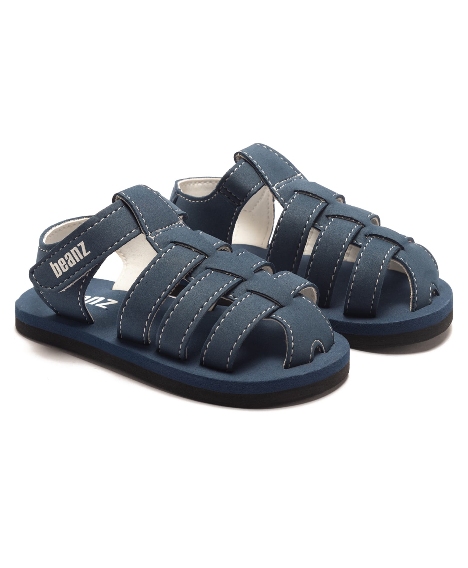 Beanz Solid Velcro Closure Sandals - Navy Blue-picture-19