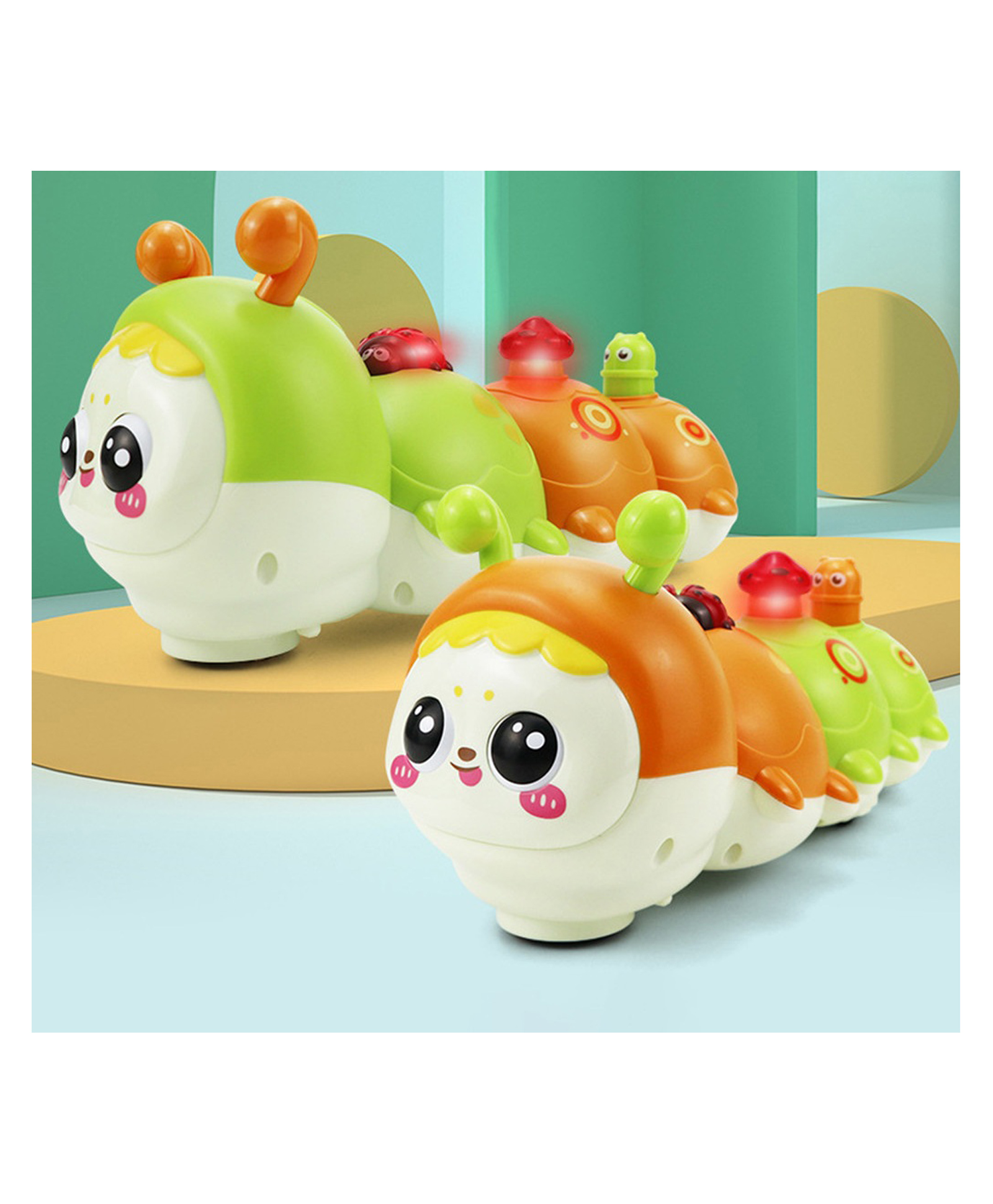 AKN TOYS Musical Caterpillar Toy, Light up Crawling Toy with Wobble Movement, Push And Pull Toy for Toddlers And Kids - PACK OF - 1- ( COLOR AND DESIGN MAY VARY )-picture-18