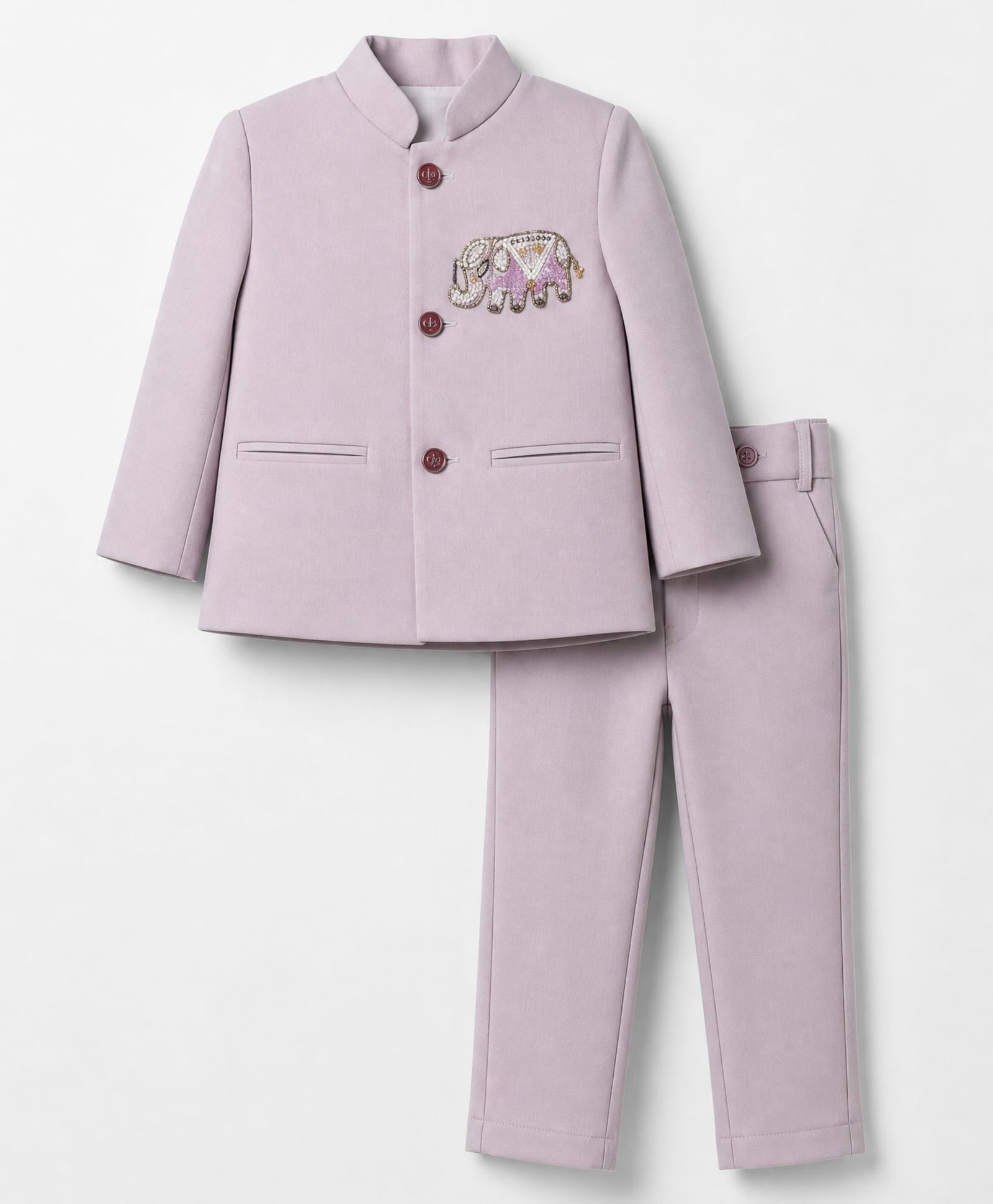 Dapper Dudes Cotton Woven Full Sleeves Elephant Handwork Embroidery Blazer With Pant Set - Pink-picture-16