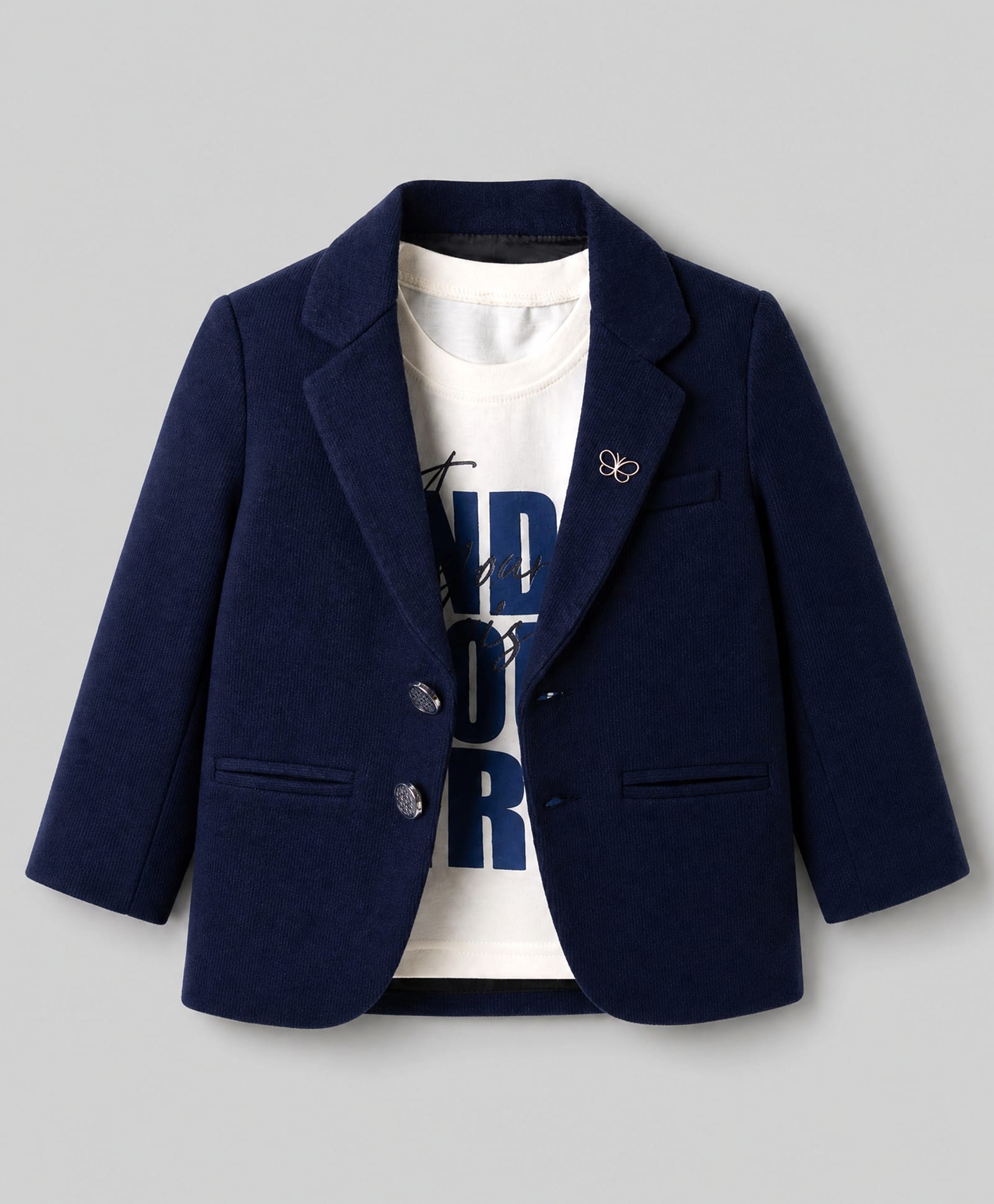 Dapper Dudes Cotton Woven Full Sleeves Textured Blazer With Printed Tee - Navy-image-30