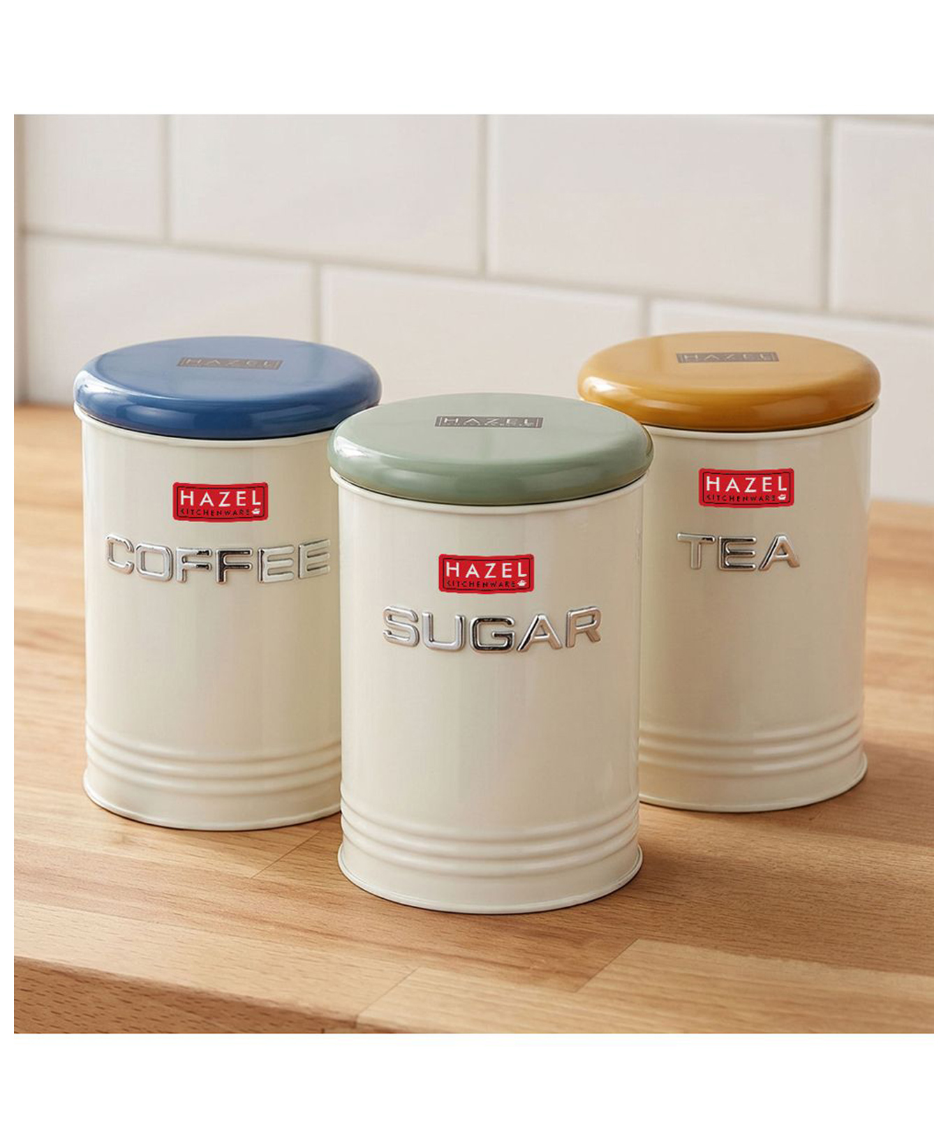 HAZEL Tea Coffee Sugar Container Set of 3 with Airtight Lid for Kitchen Storage-picture-19