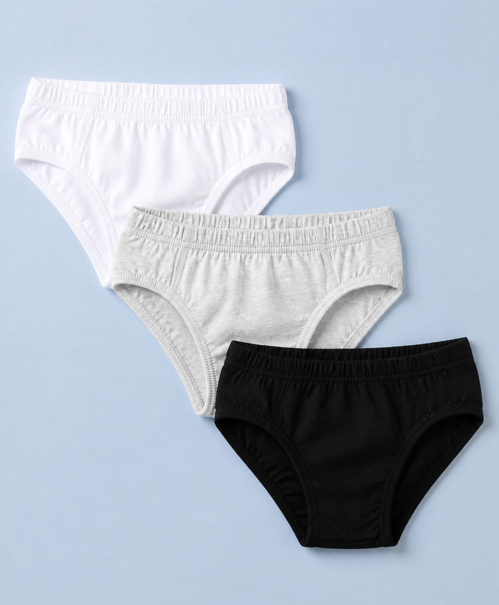 Honeyhap Premium Cotton Elastane Knit Solid Briefs with Bio Finish Pack of 3 - Bright White, Black Beauty, White Melange-picture-21