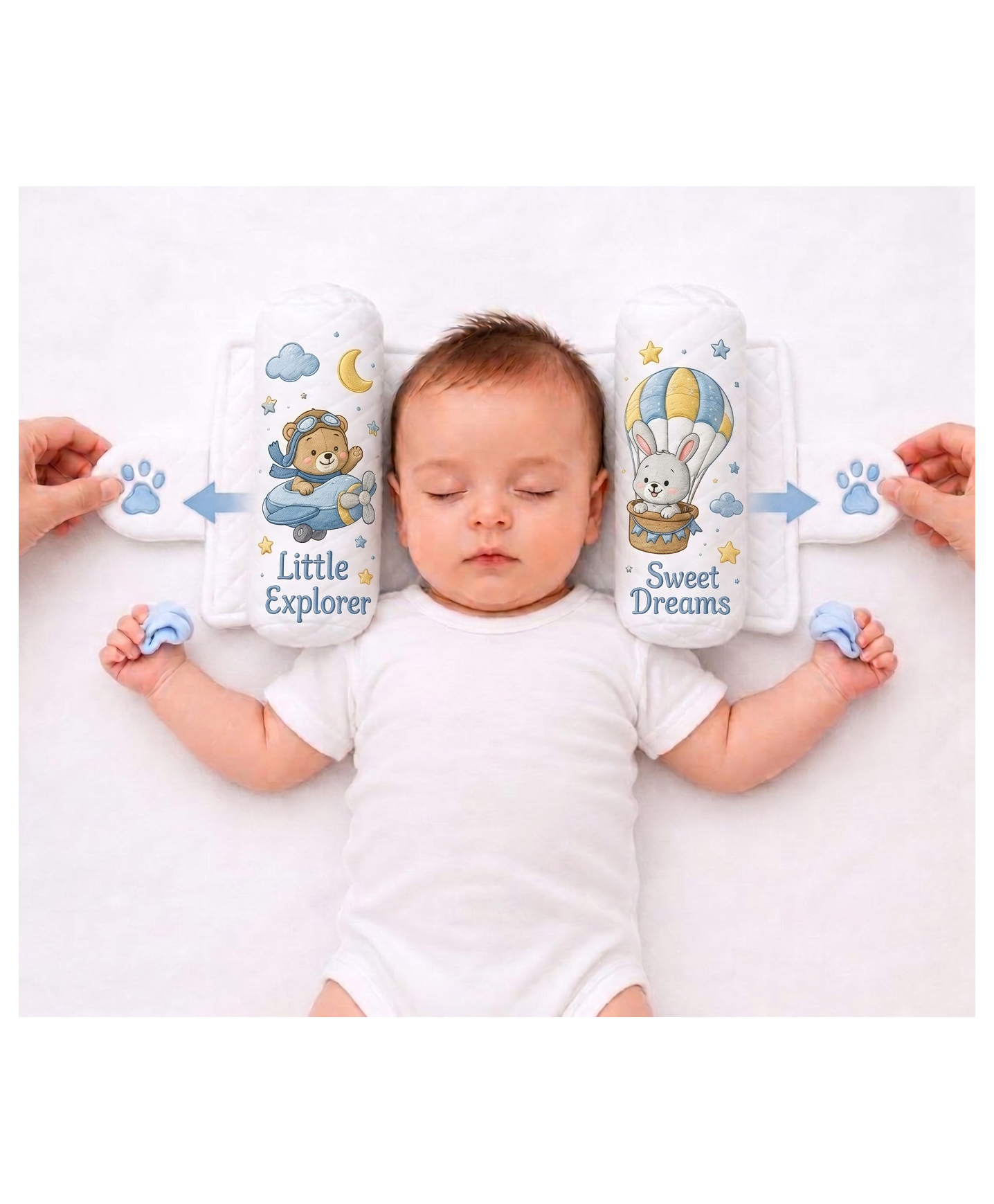 Ortis Newborn Baby Pillow Slide Support Adjustable Soft & Comfortable Sleep Pillow - White-picture-46