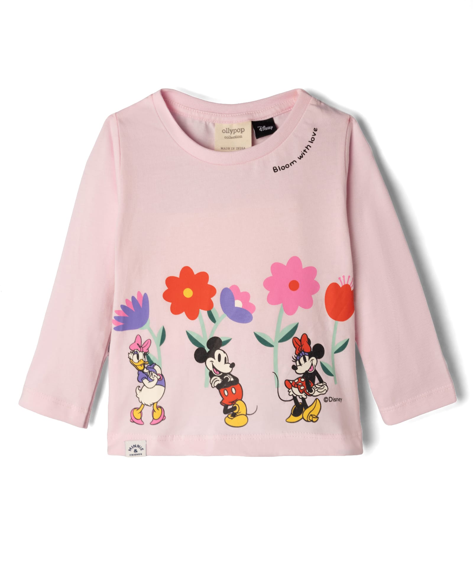 Ollypop Cotton Sinker Knit T-Shirt with Full Sleeves and Disney Characters Graphic - Pink-picture-24