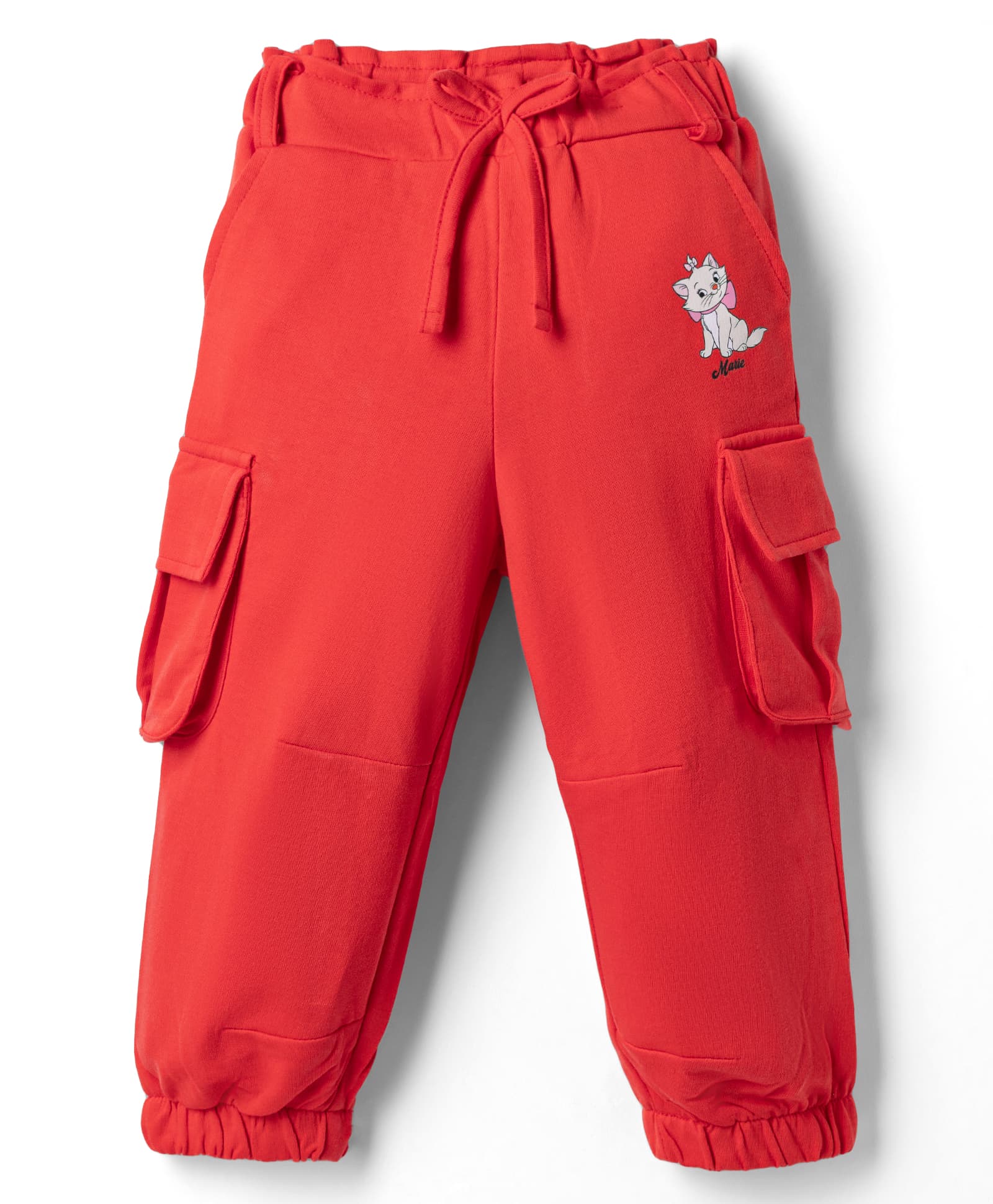 Babyhug Disney Terry Knit Full Length Solid Lounge and Track Pant With Cargo Pockets - Red-image-7