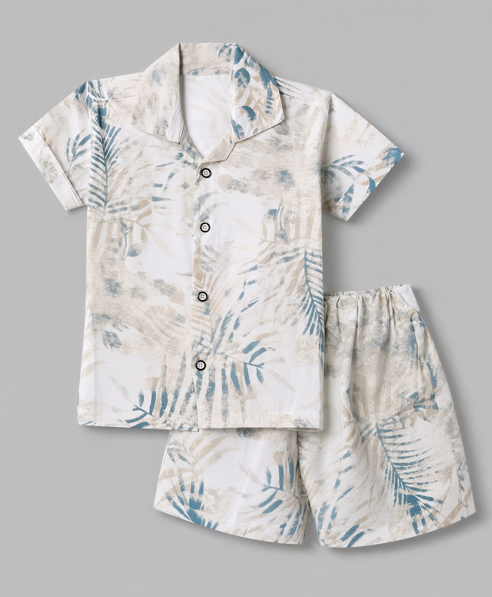 Radutu Cotton Woven Half Sleeves Printed Shirt & Shorts Co-ords Set - Beige-picture-33