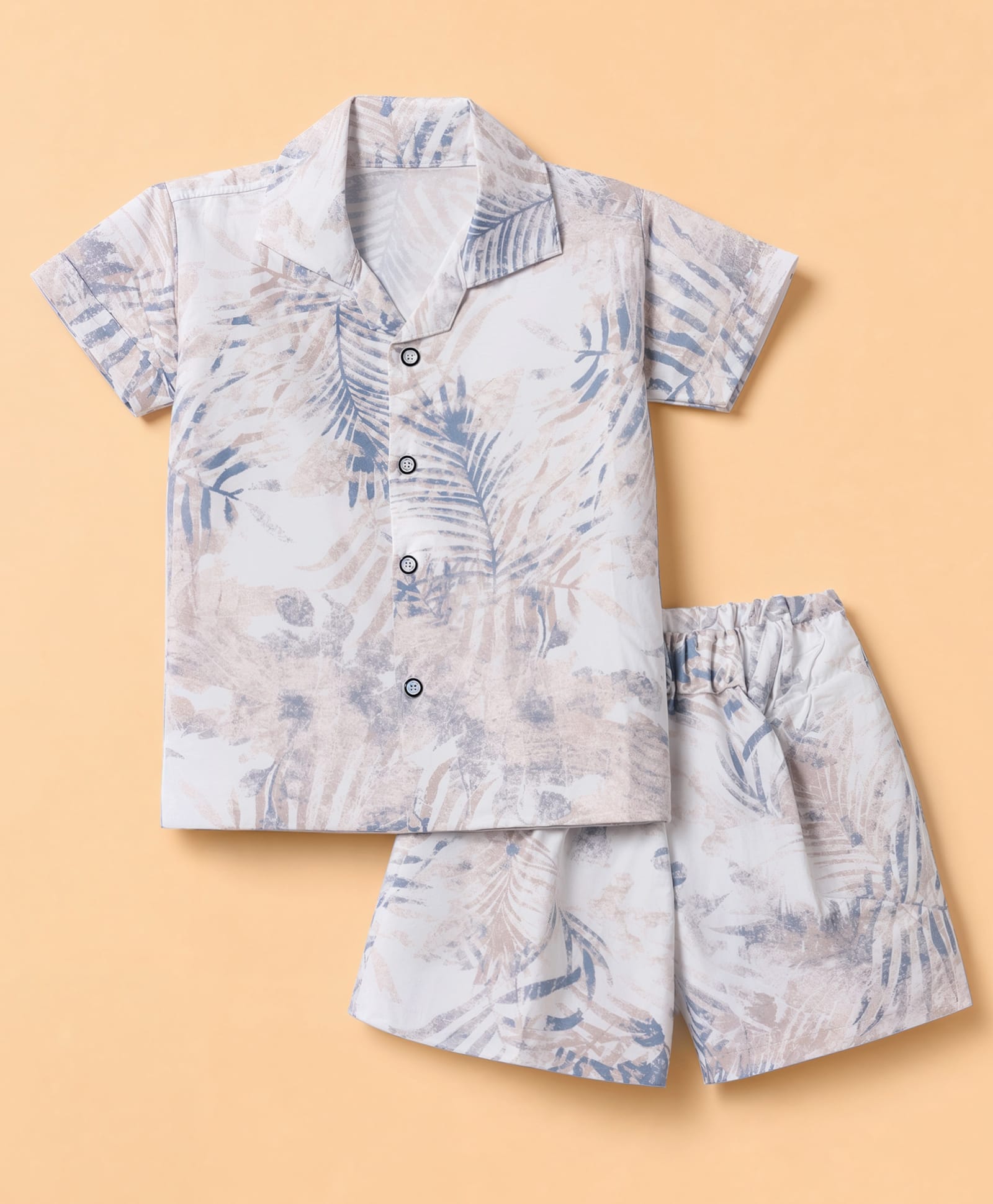 Radutu Cotton Woven Half Sleeves Printed Shirt & Shorts Co-ords Set - Peach-picture-32