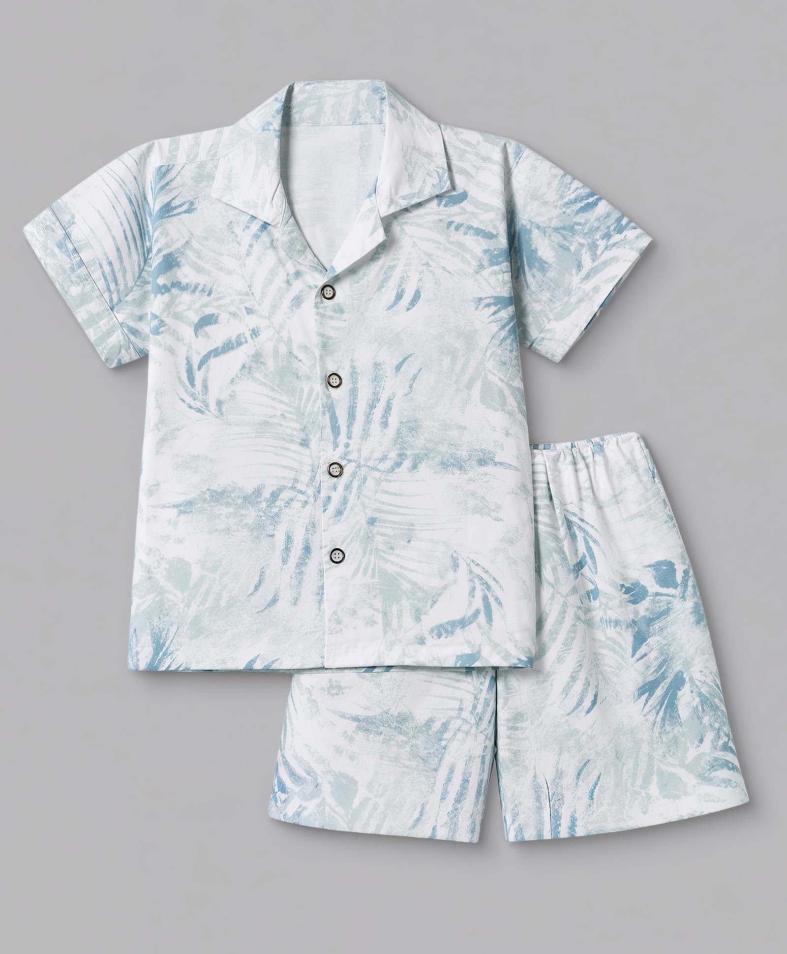 Radutu Cotton Woven Half Sleeves Printed Shirt & Shorts Co-ords Set - Light Green-picture-45