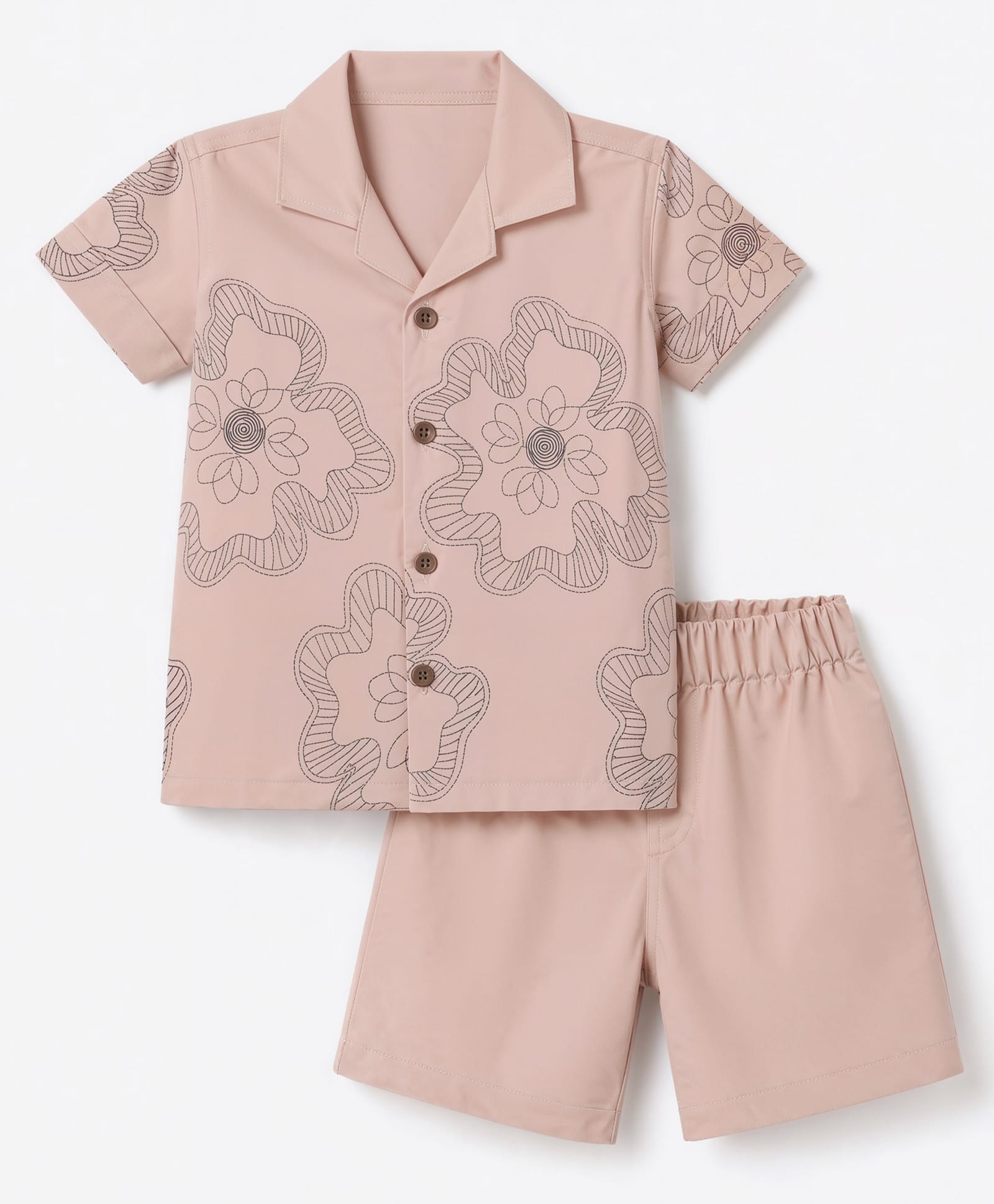 Radutu Cotton Woven Half Sleeves Floral Printed Shirt & Shorts Co-ords Set - Dark Peach-picture-44