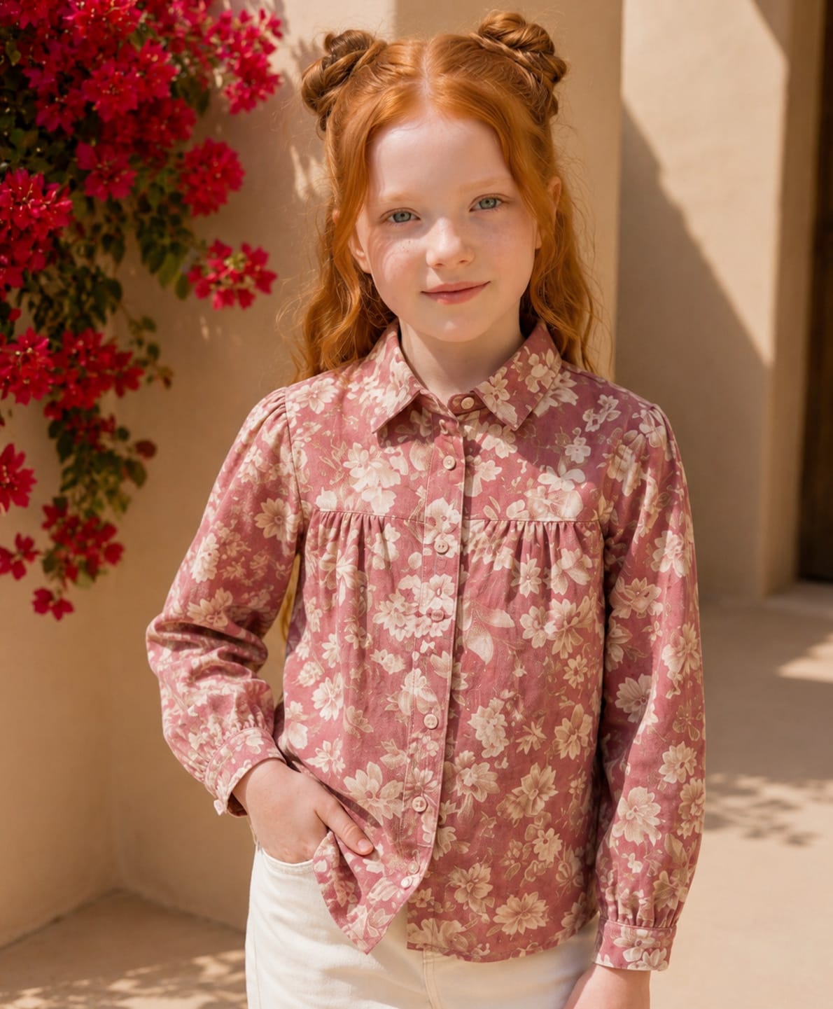 ISHTI Modal Woven Three Fourth Sleeves Floral Printed Shirt Style Top - Multi Colour-image-38