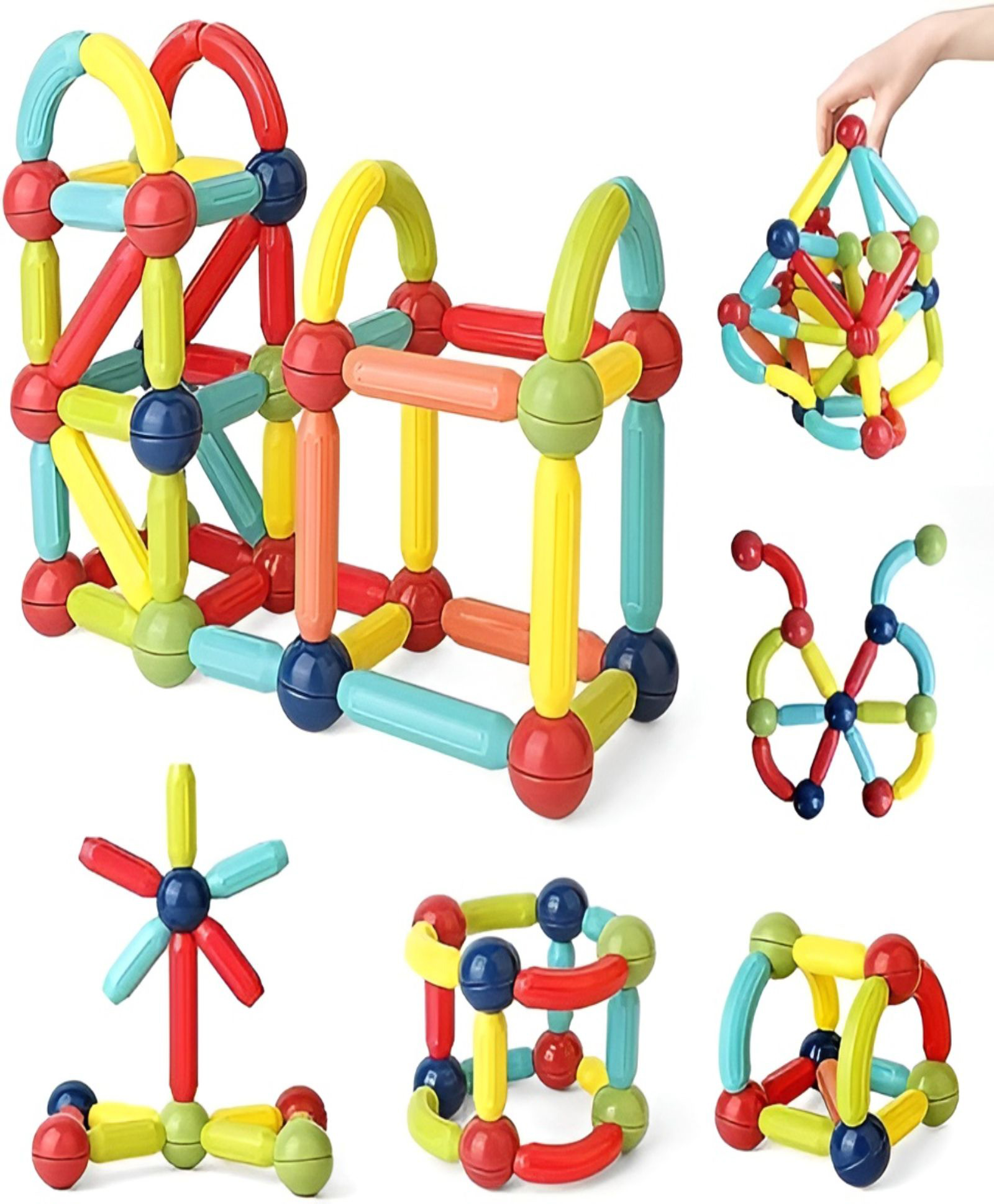 NEGOCIO 36Pcs Magnetic Roundels Stick Building for Kids, Learning Creative Brain Development Toys with Magnet Balls - PACK OF 1 - COLOR MAY VARY-picture-19