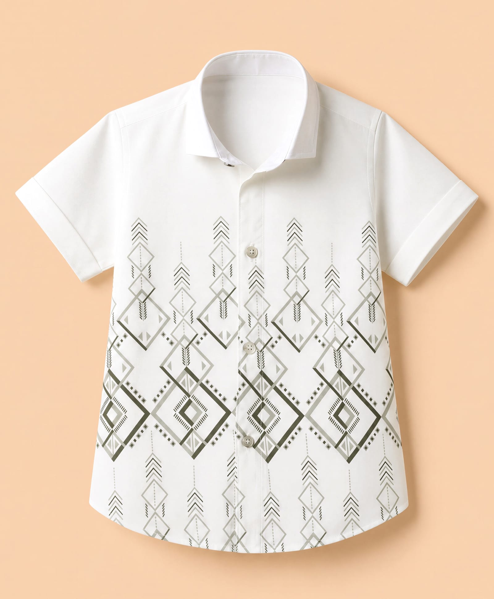 Radutu Cotton Woven Half Sleeves Shirt With Geometric Print - White-picture-16