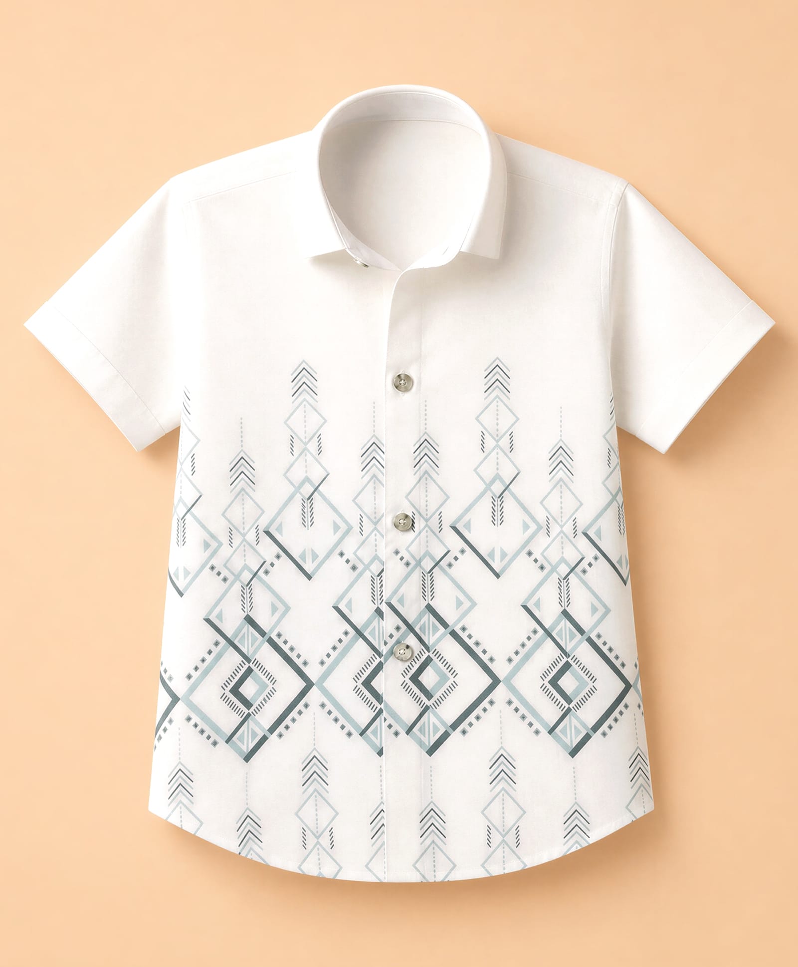 Radutu Cotton Woven Half Sleeves Shirt With Geometric Print - Off White-picture-16