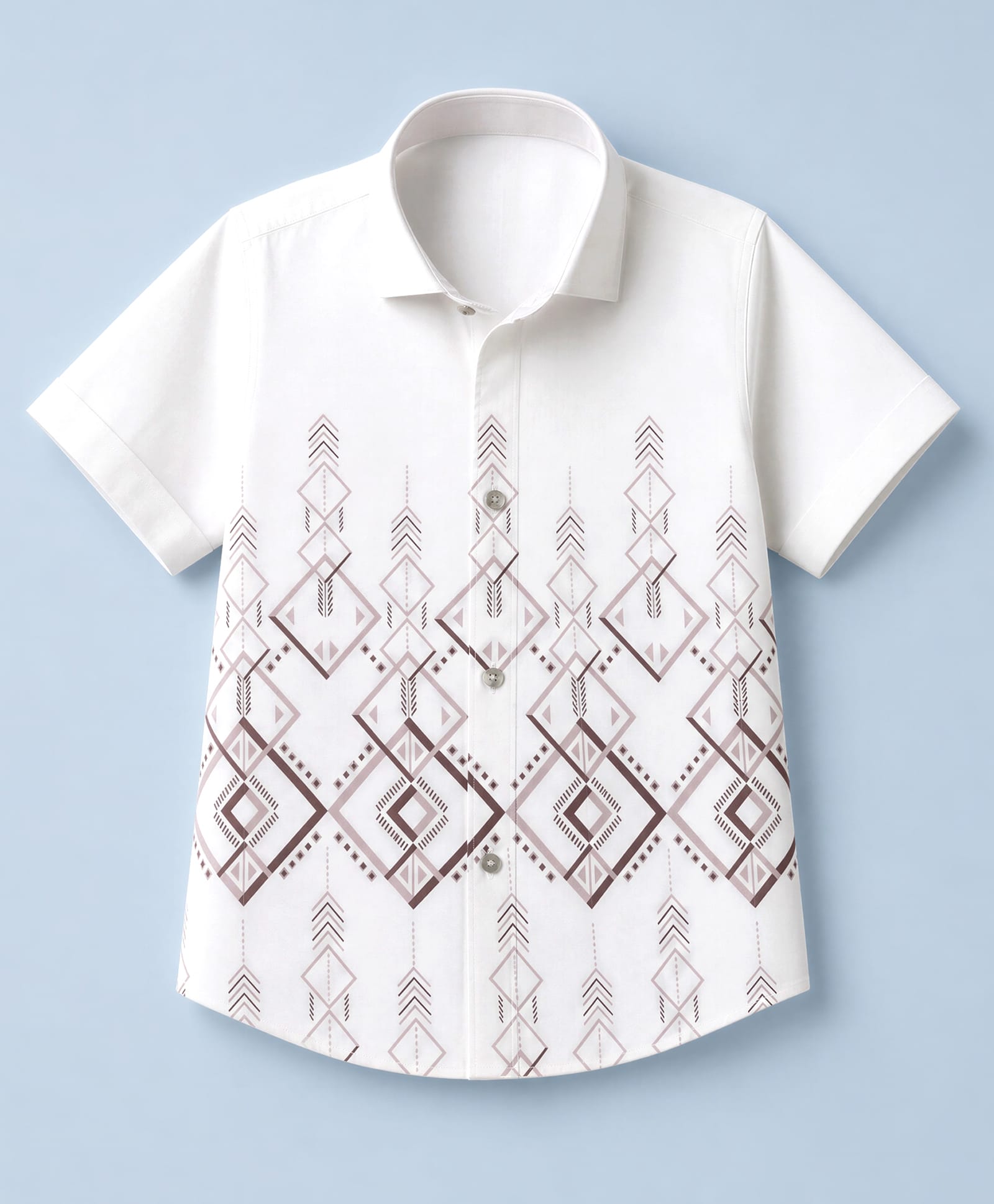 Radutu Cotton Woven Half Sleeves Geometric Printed Shirt - White-picture-10