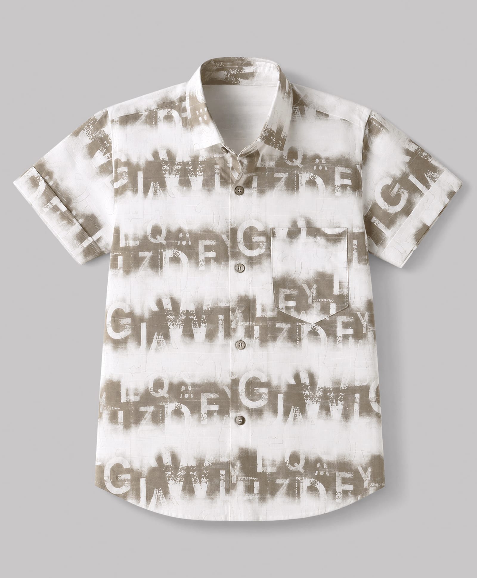 Radutu Cotton Woven Half Sleeves Shirt with Text Print - White-picture-14