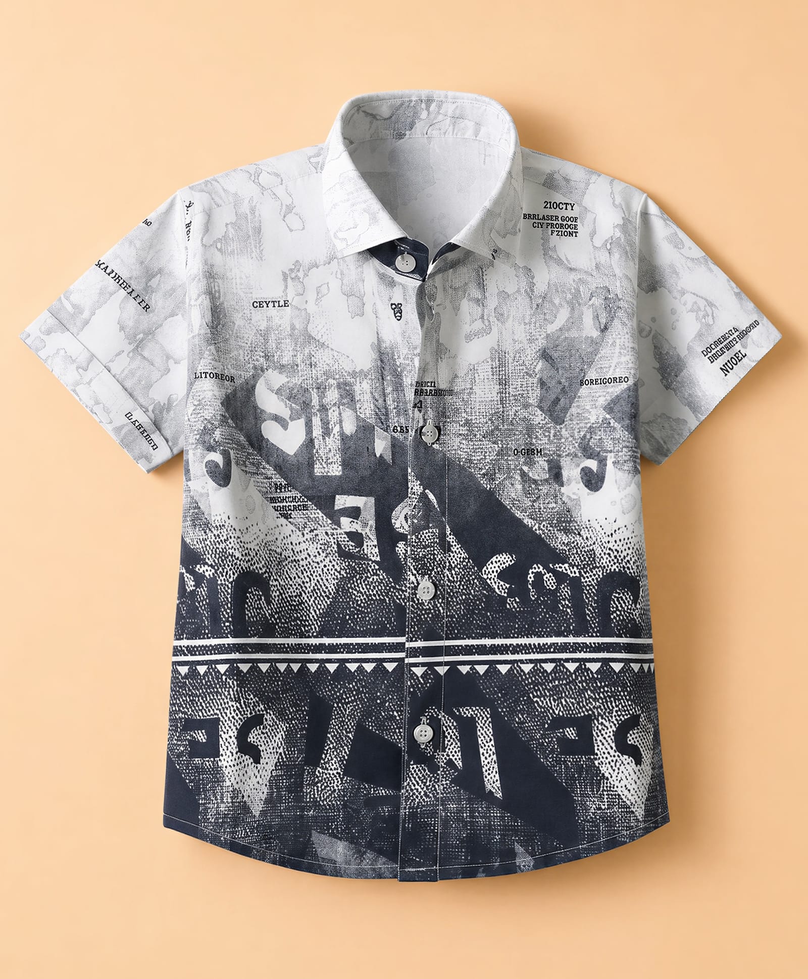 Radutu Cotton Woven Half Sleeves Shirt With Text Print - White-picture-33