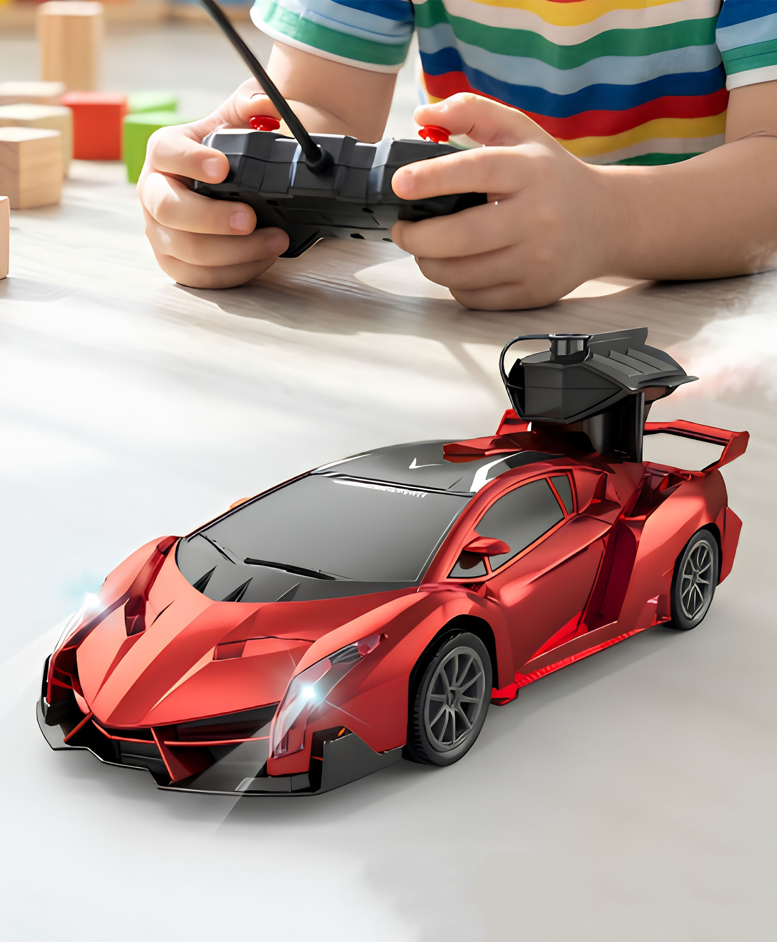 YAMAMA 1:18 Scale Remote Control Pioneer Racing Supercar Toy with Smoke Spray & LED Lights For Kids, Fun Entertainment Spray Car Kids Toys - Red-picture-28