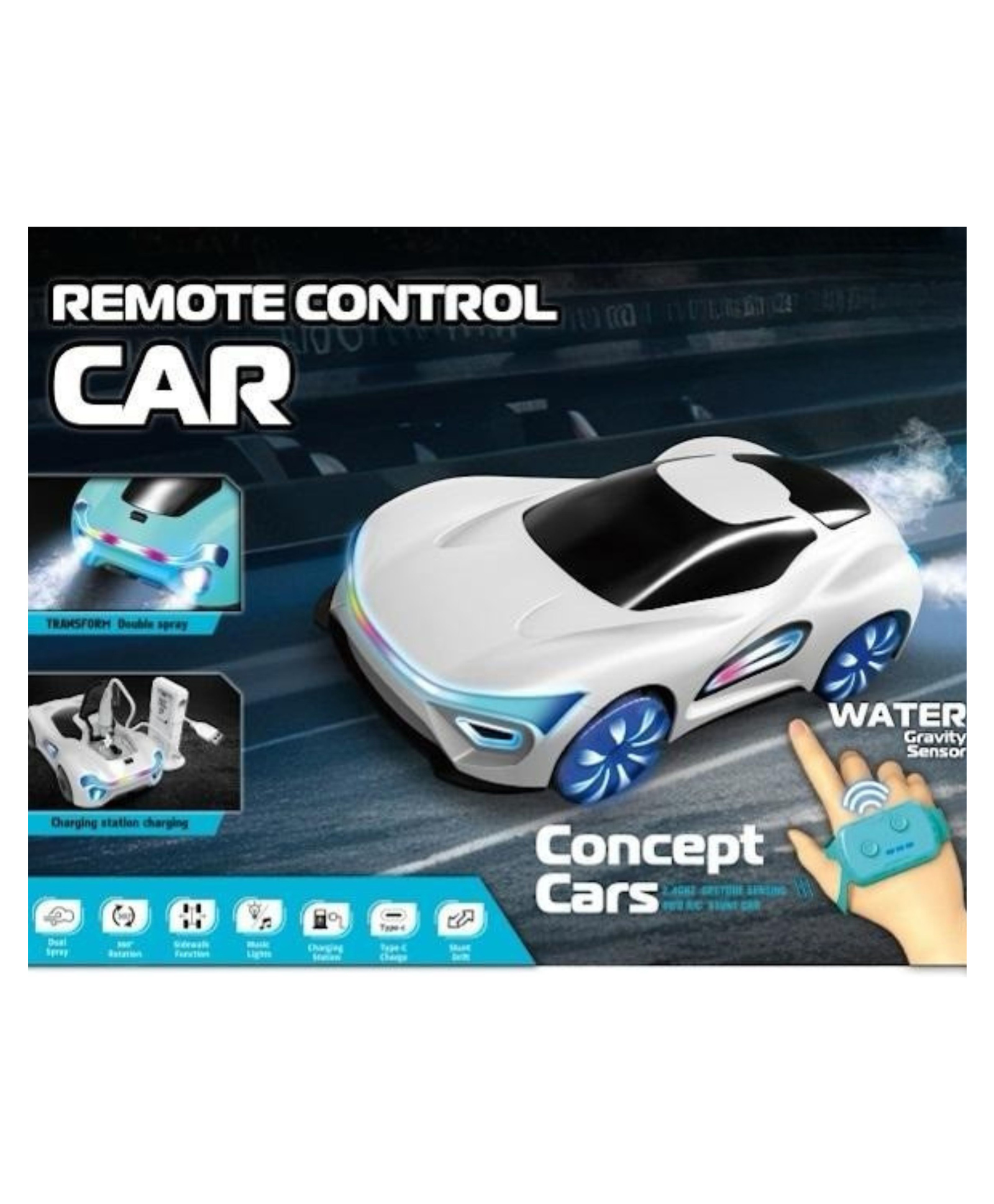 YAMAMA Concept Stunt 2.4GHz Smart Gesture RC Car Toy with LED Lights, Sound, Charging Station & Double Spray for Kids, Fun Entertainment Kids Car Toys, Best Gifts for Boys And Girls - Color May Vary-picture-28