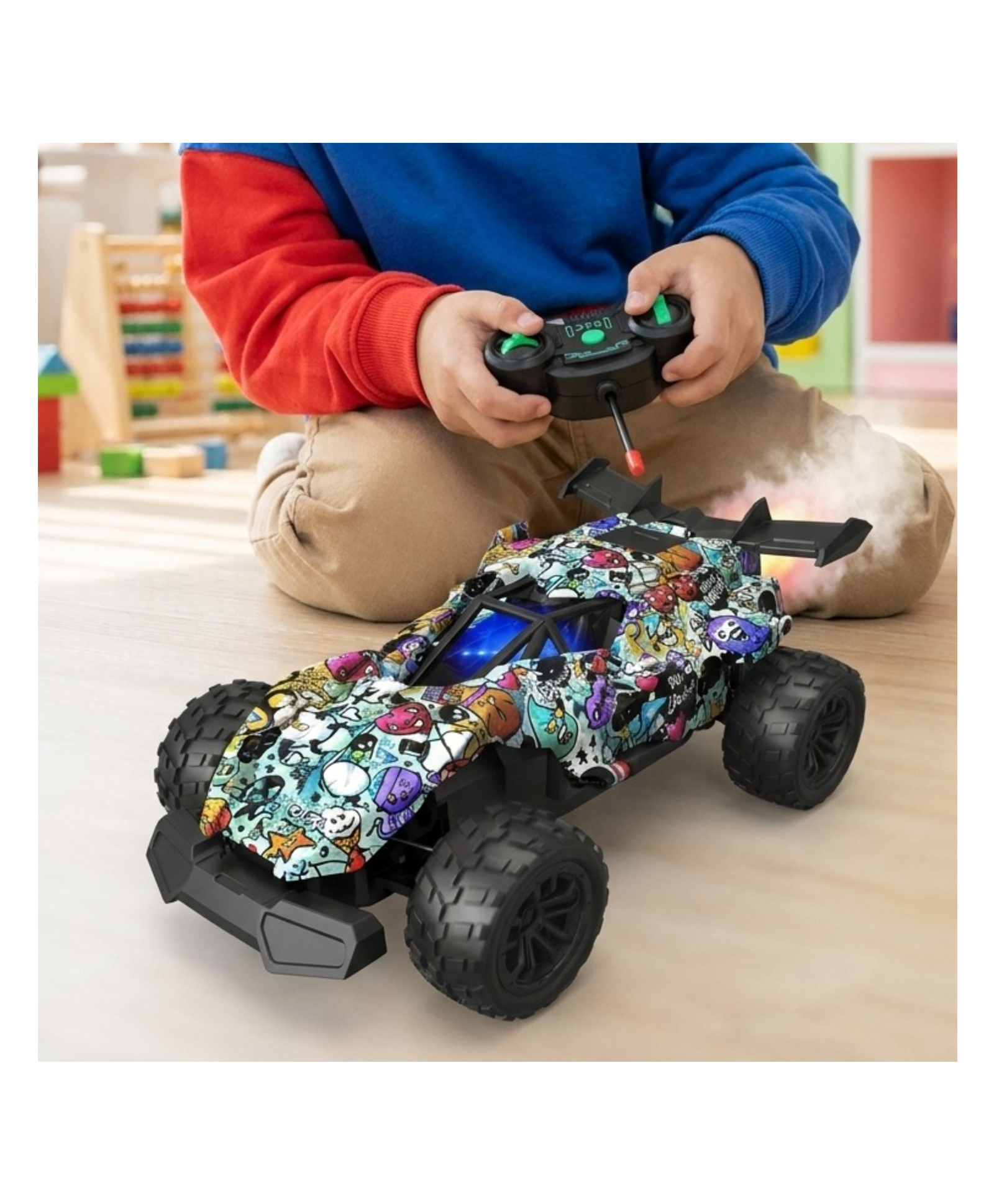 YAMAMA Racing Spray Car 1:18 Graffiti RC Stunt Buggy with Exhaust Mist & LED Lights And Sound for Kids, Fun Entertainment Kids Car Toys, Best Gifts for Boys And Girls - Multicolor-picture-12