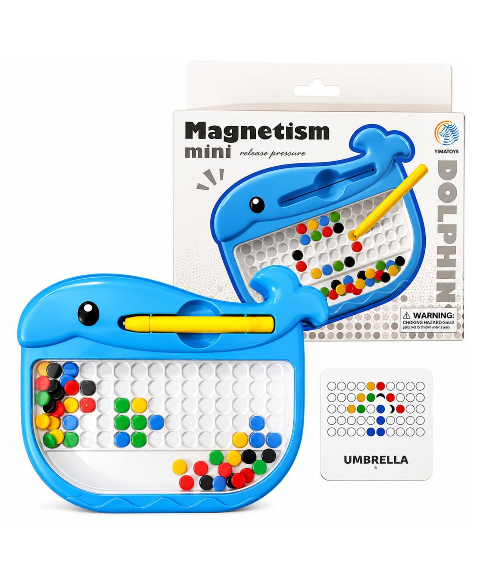 YAMAMA Dolphin Magnetic Drawing Board Mini Beads Puzzle Toys, Fun Interactive Educational Kids Toys, Animal Theme Magnetic Toys for Kids - Blue-image-42