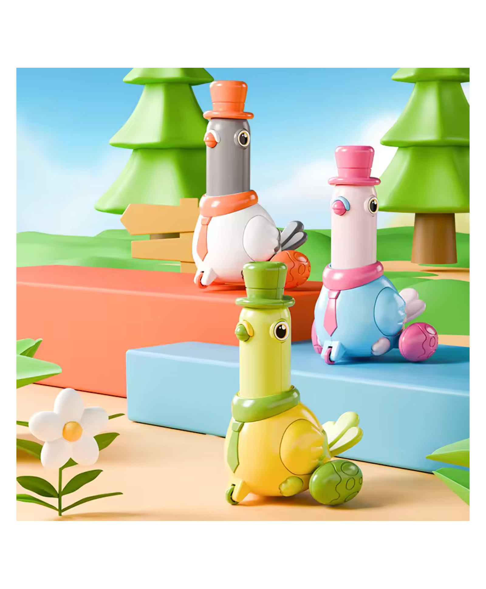 YAMAMA Press Pigeon Friction Powered Push & Go Cartoon Bird Toy Vehicle for Toddlers, Cute Inertial Moving Toy with Rotating Head, Fun Entertainment Kids Toys - Pack of 1 - Color And Design May Vary-image-11