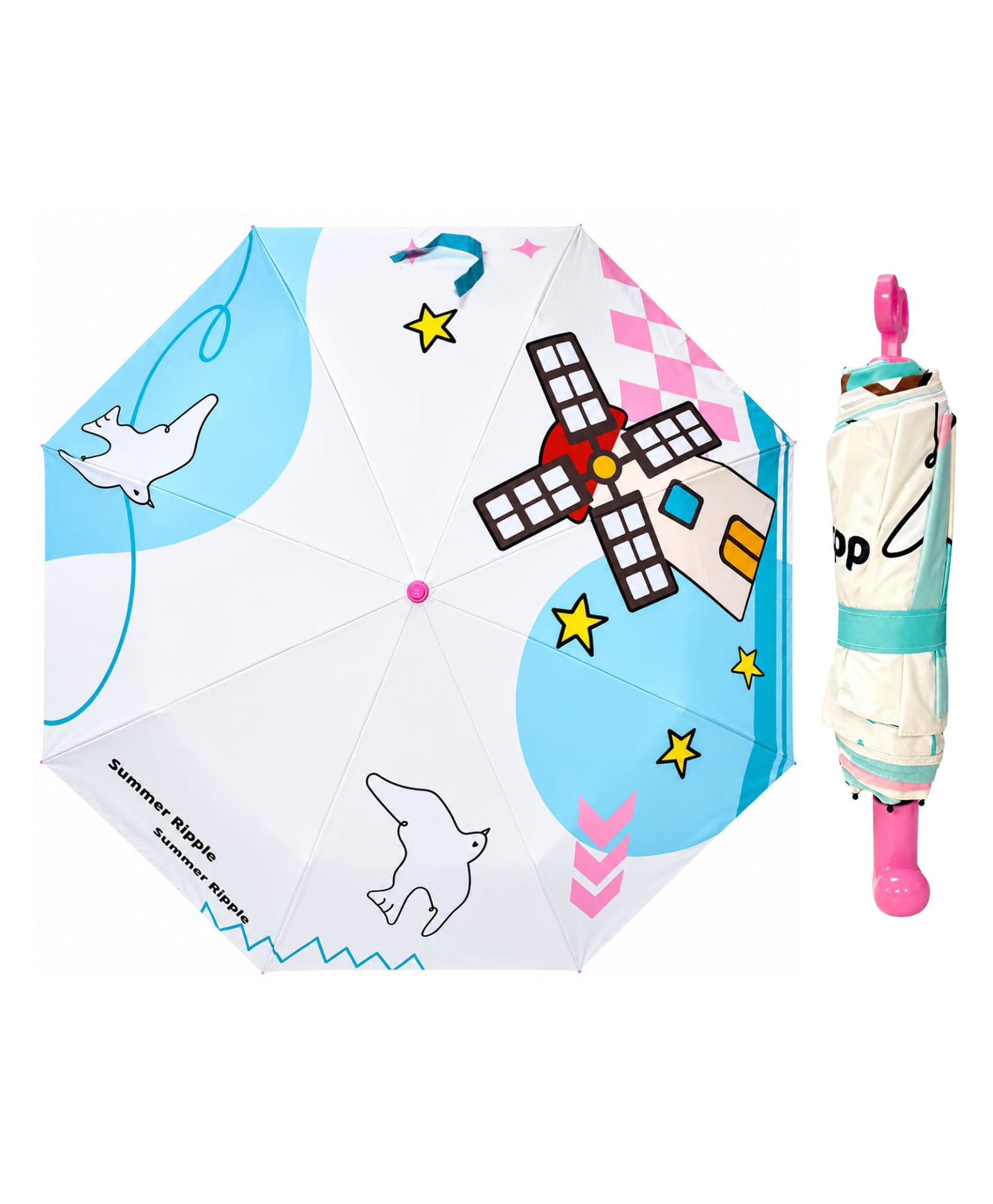 CHAATEWALA Bird Printed Umbrella - Blue-picture-0