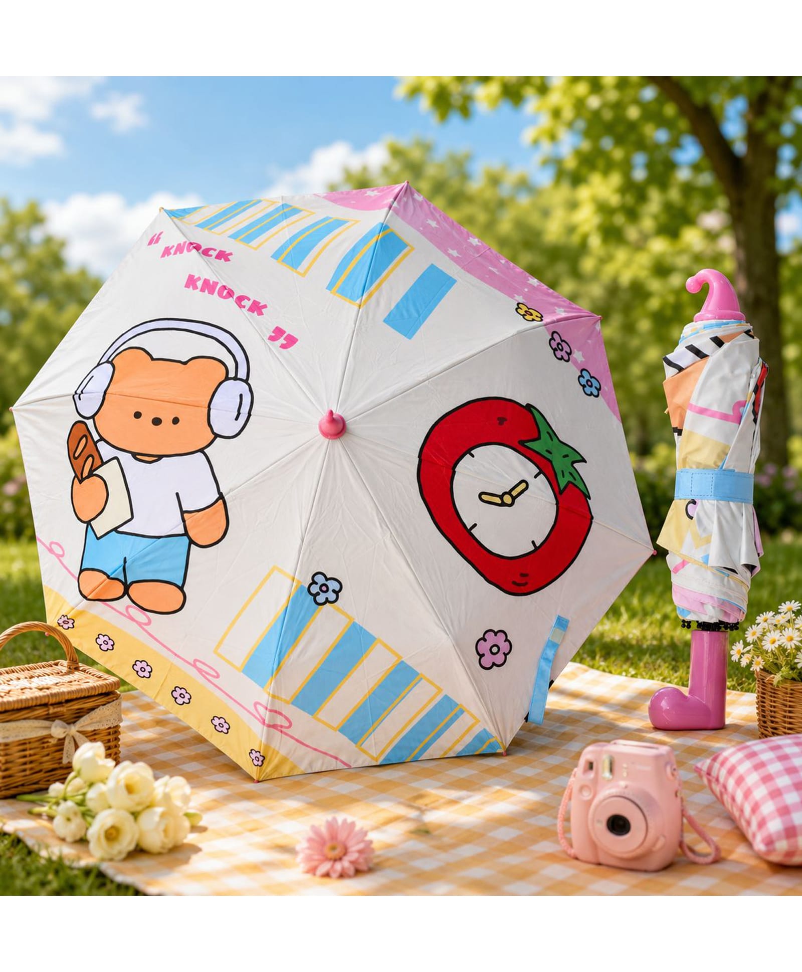 CHAATEWALA Bear Printed Umbrella - White-image-25