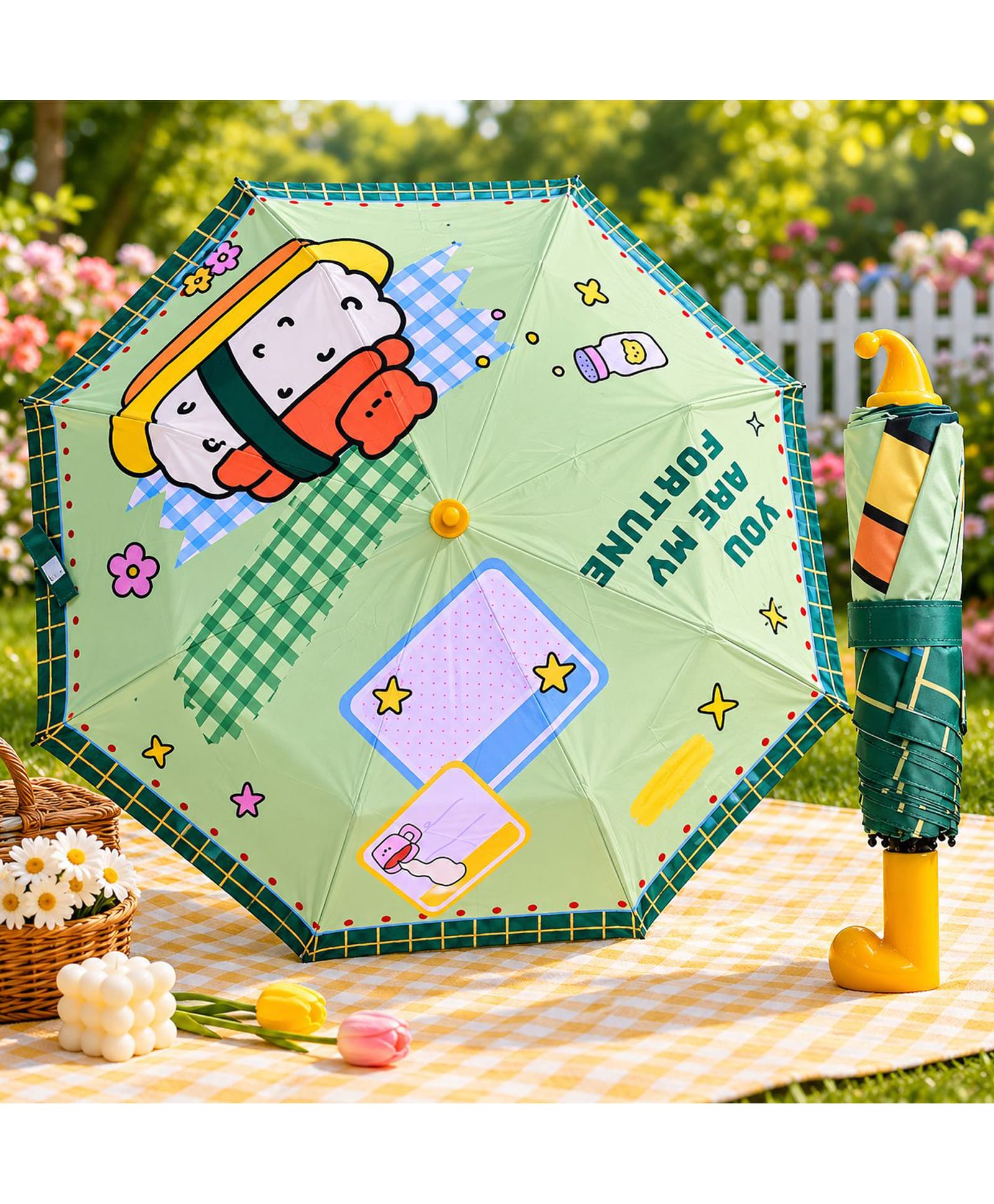 CHAATEWALA Sushi Printed Umbrella - Green-picture-19