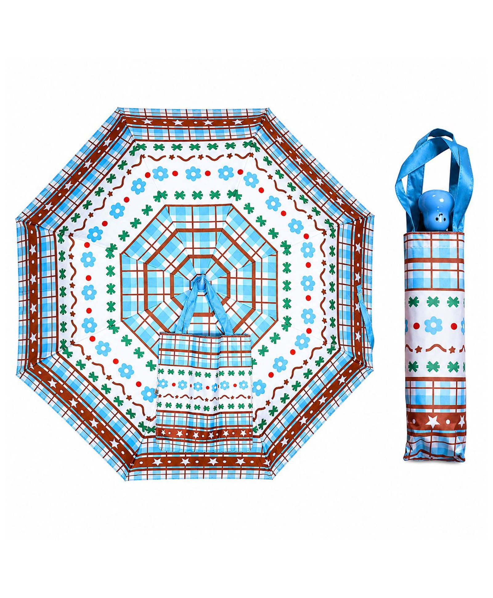 CHAATEWALA Floral Printed Umbrella - Blue-picture-28