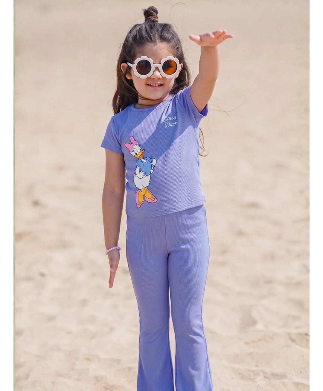 Nap Chief Cotton Blend Knit Disney Featuring Half Sleeves Daisy Duck Printed Tee & Trousers Set - Light Blue-image-40