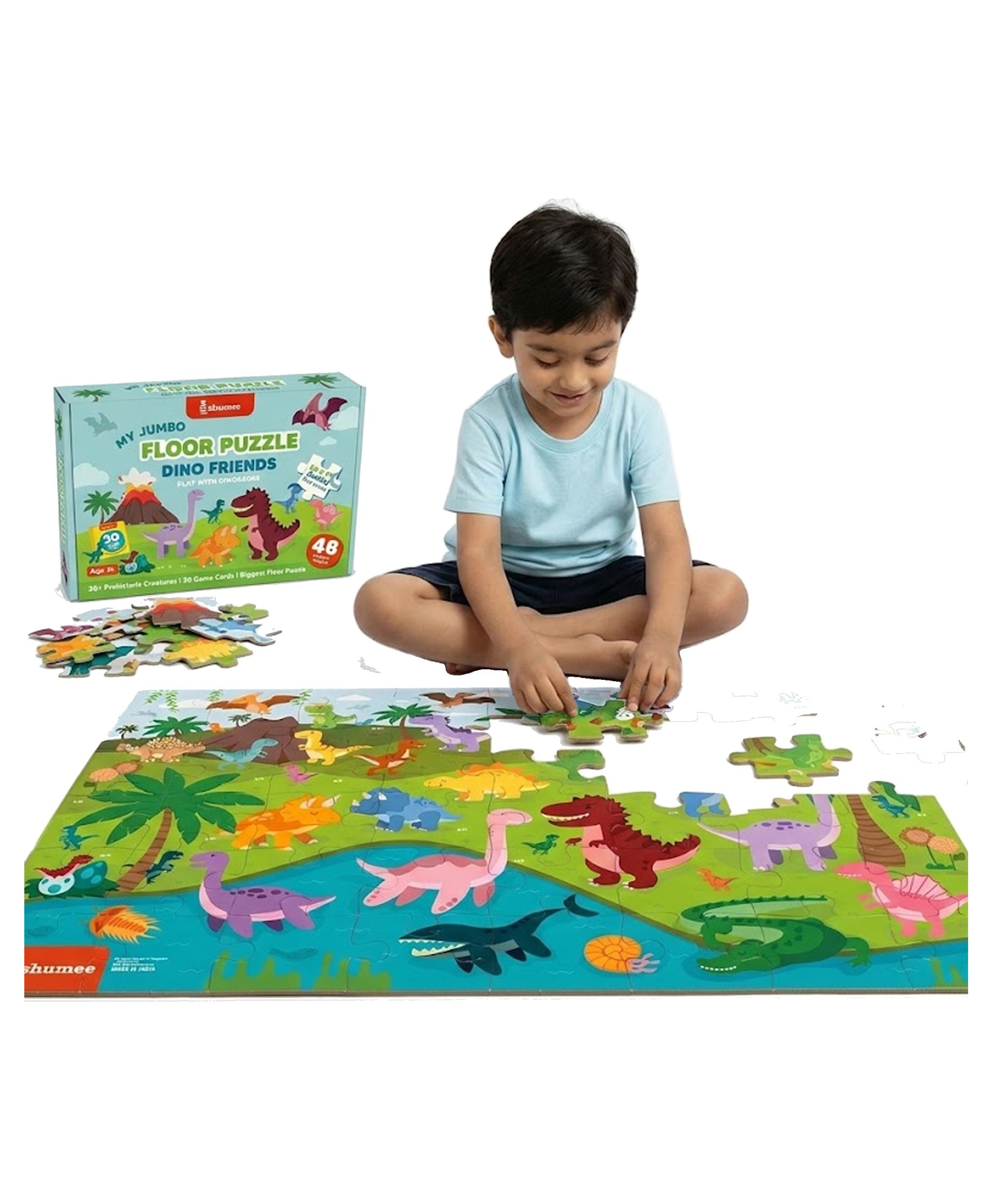 Shumee My Jumbo Floor Puzzle Dinosaur Adventure 48 Piece Jigsaw Floor Puzzle for Kids with 4 Interactive Learning Games (3 to 6 Years)-picture-20