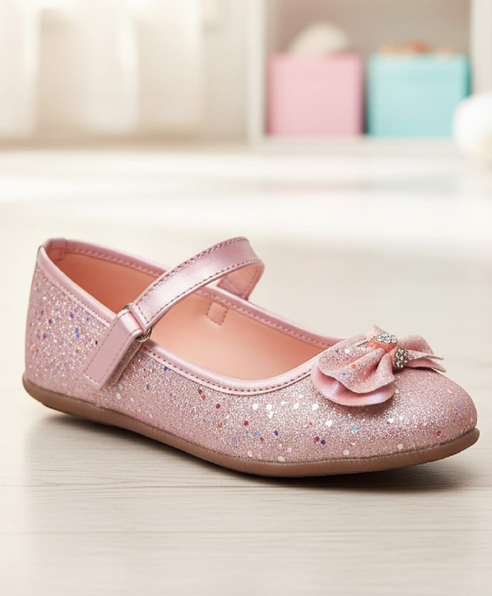 boyz n galz Bow Applique Detailed Velcro Closure Ballerinas - Pink-image-24