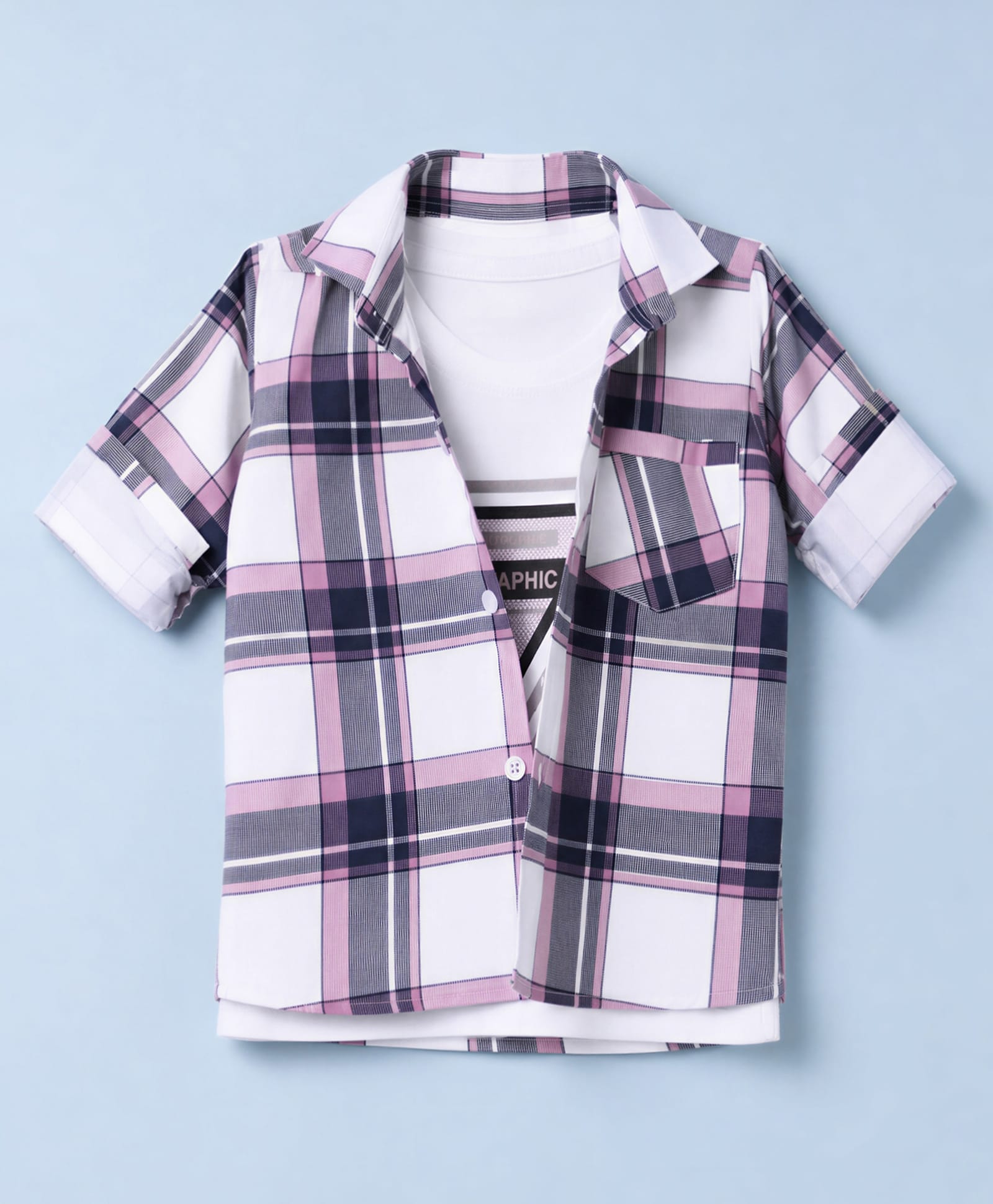 Radutu Cotton Woven Full Sleeves Checks Twofer Shirt - White-picture-31
