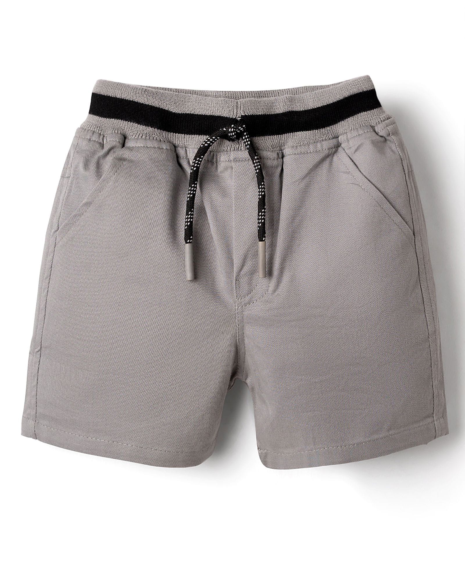 Rikidoos Cotton Woven Knee Length Solid Shorts With Pockets - Grey-picture-20