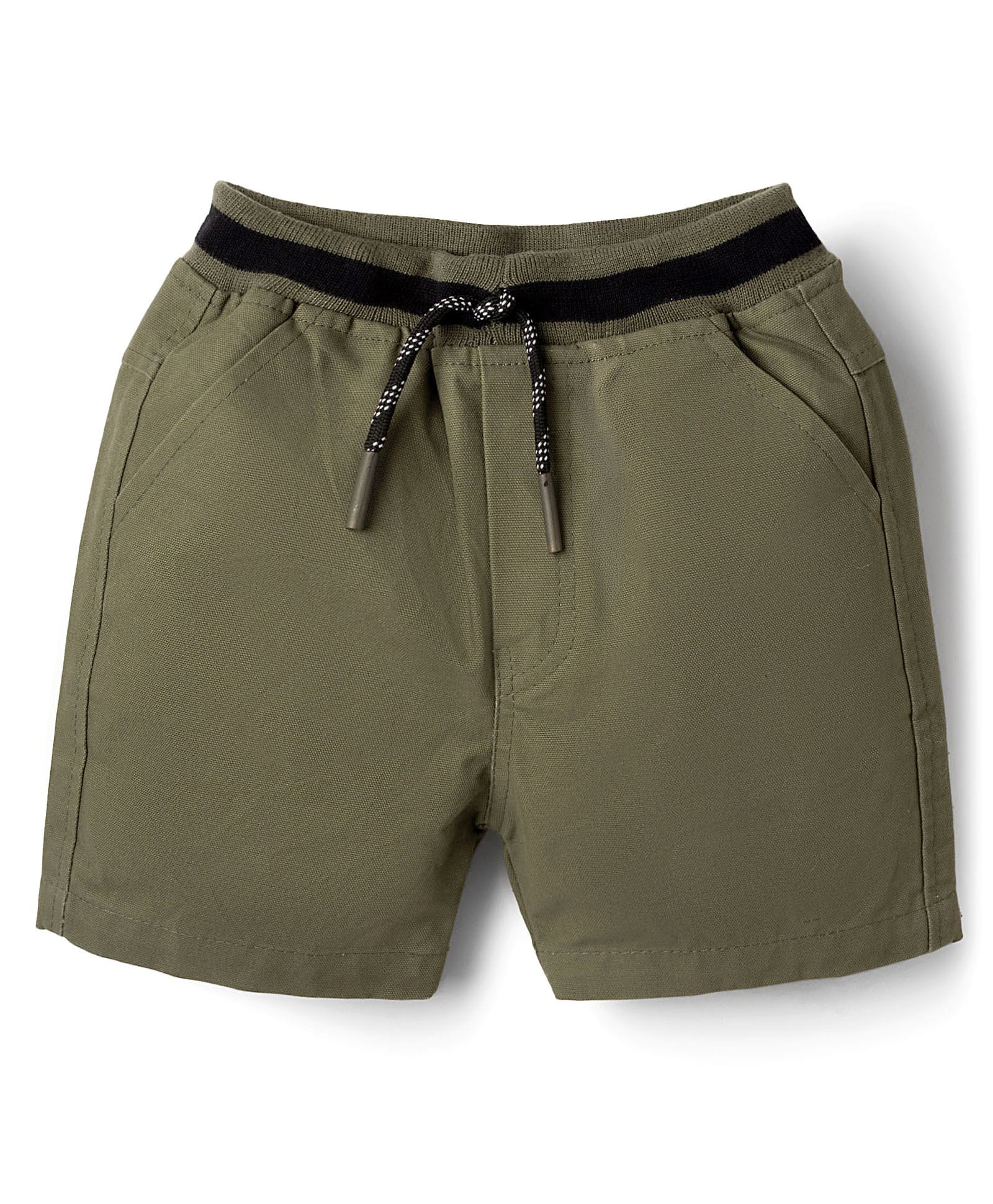 Rikidoos Cotton Woven Knee Length Solid Shorts With Pockets - Olive Green-picture-29