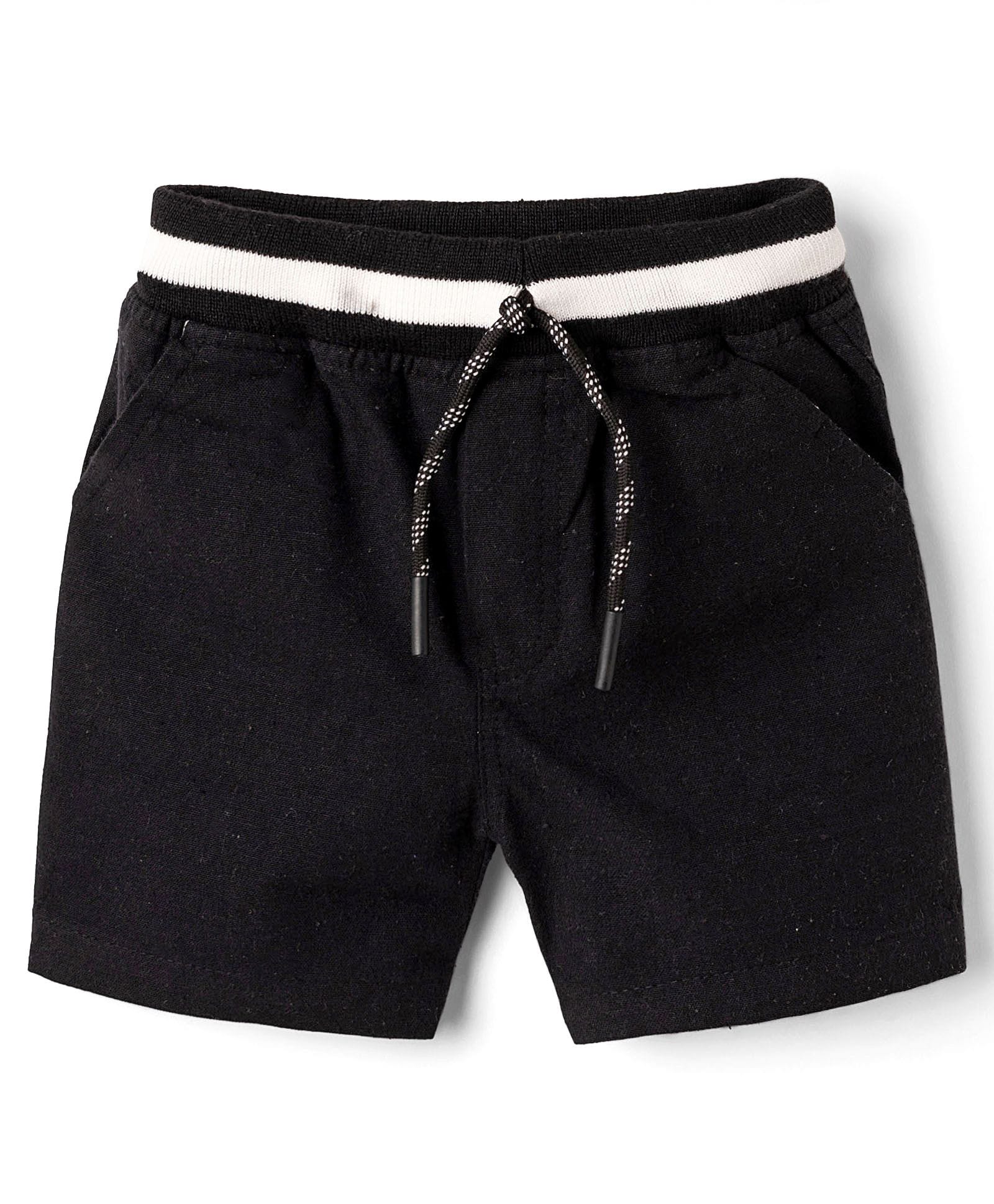 Rikidoos Cotton Woven Knee Length Solid Shorts With Pockets - Black-picture-20