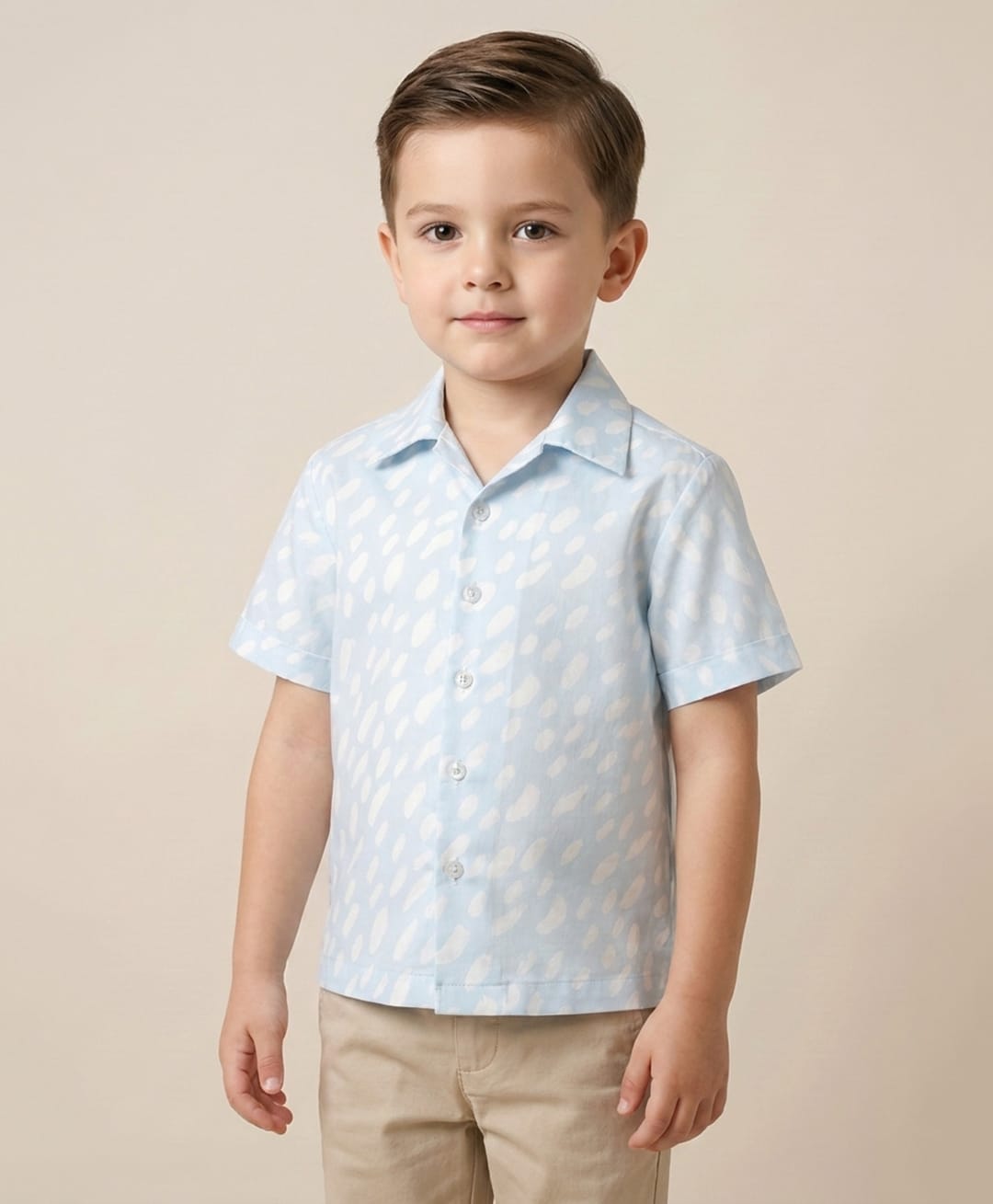 Rikidoos Cotton Woven Half Sleeves Shirt with Abstract Print - Light Blue-picture-25