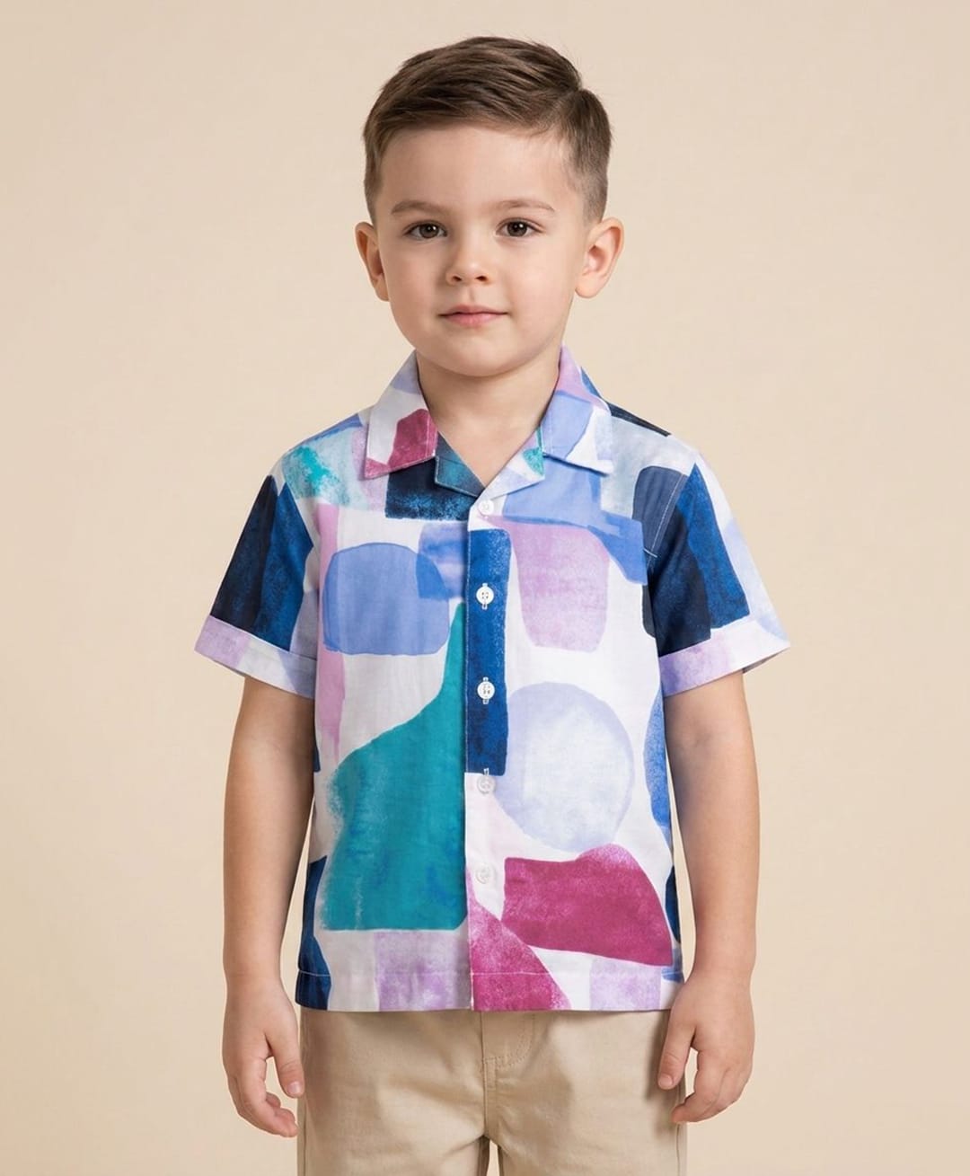 Rikidoos Cotton Woven Half Sleeves Shirt with Abstract Print - Blue-picture-29