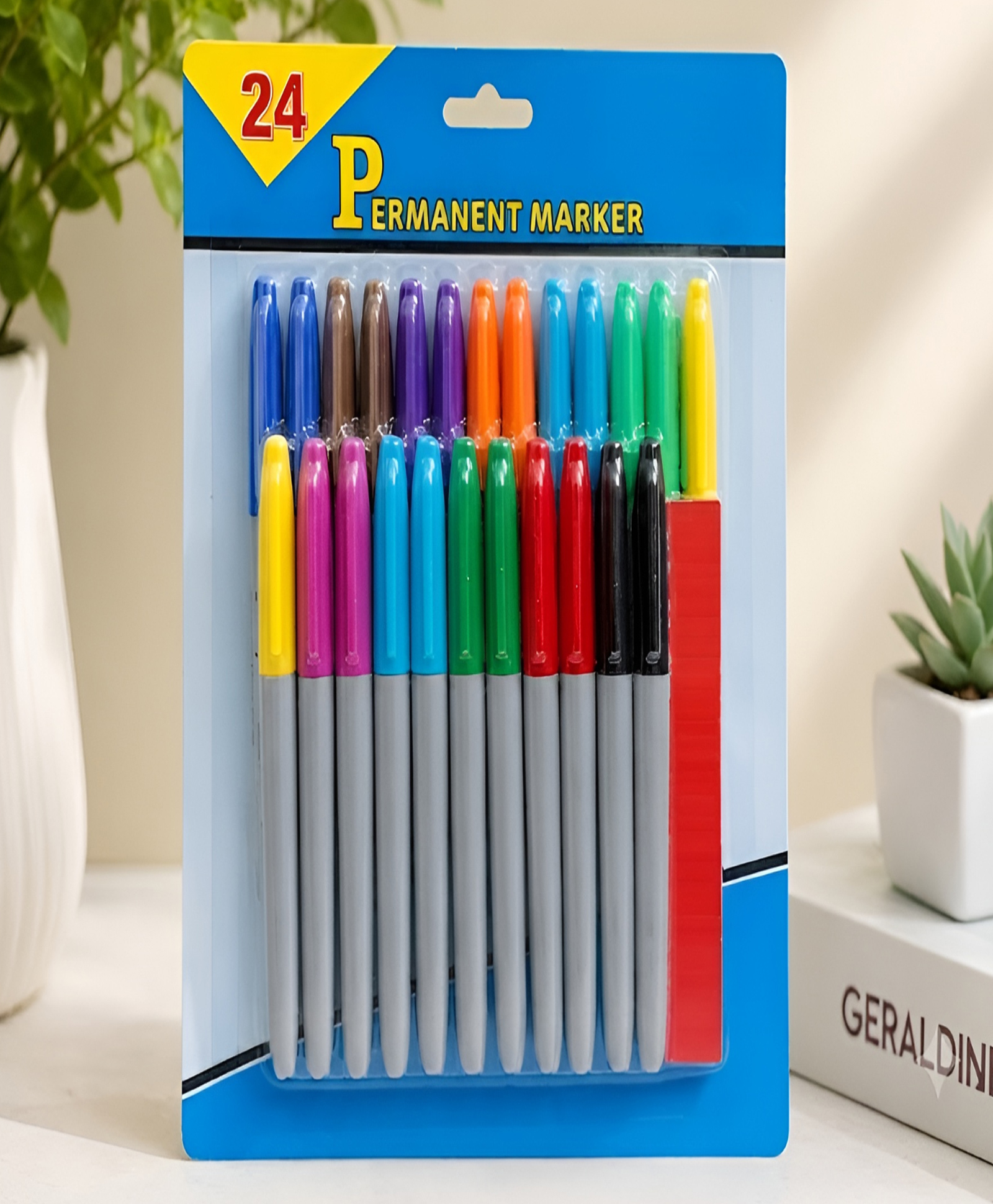 SCHOOLISH Fine Point Permanent Markers Color Bust 24Pcs Perfect on Plastic, Wood, Stone, Metal & Glass, Marking, Dyeing, Office School Supplies - PACK OF 1 - COLOR MAY VARY-image-22
