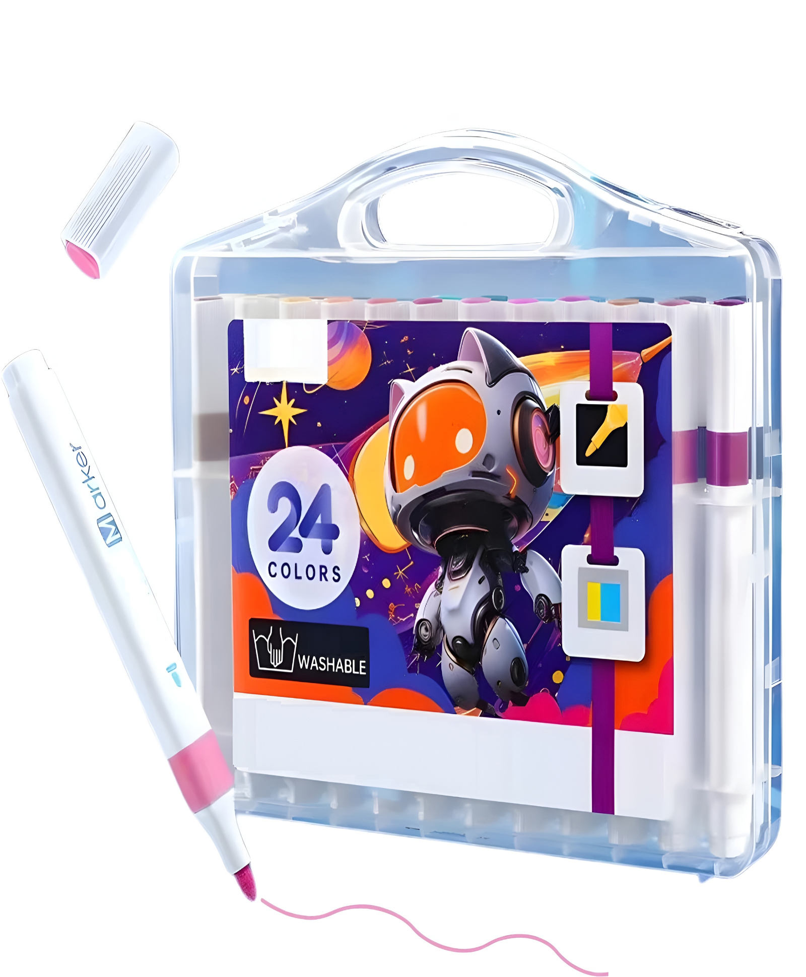 SCHOOLISH 24 Color Acrylic Paint Marker Set with Portable Storage Case, Single Tip Markers for Rock Painting, Canvas, Glass, Wood, DIY Art - PACK OF 1 - COLOR MAY VARY-picture-17
