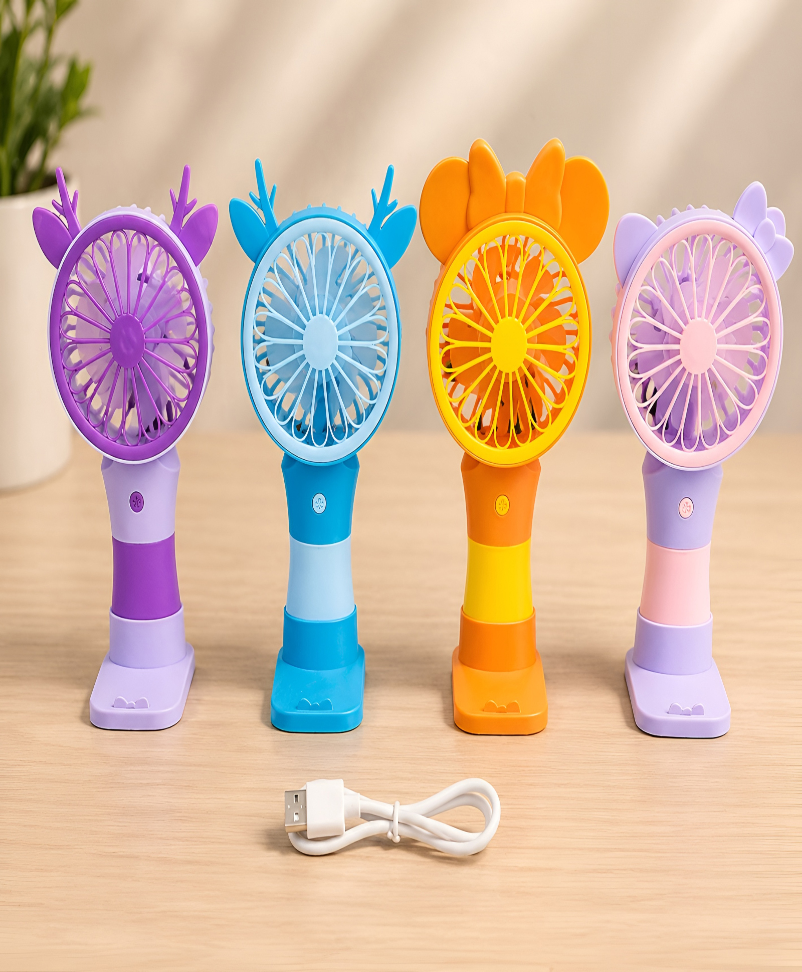 SCHOOLISH Mini Portable Fan, Powerful Hand Fan with 3 Speed Personal Small Desk Fan with Base, Lightweight Rechargeable USB Handheld Fan for Indoor, Outdoor - PACK OF 1 - COLOR MAY VARY-image-42
