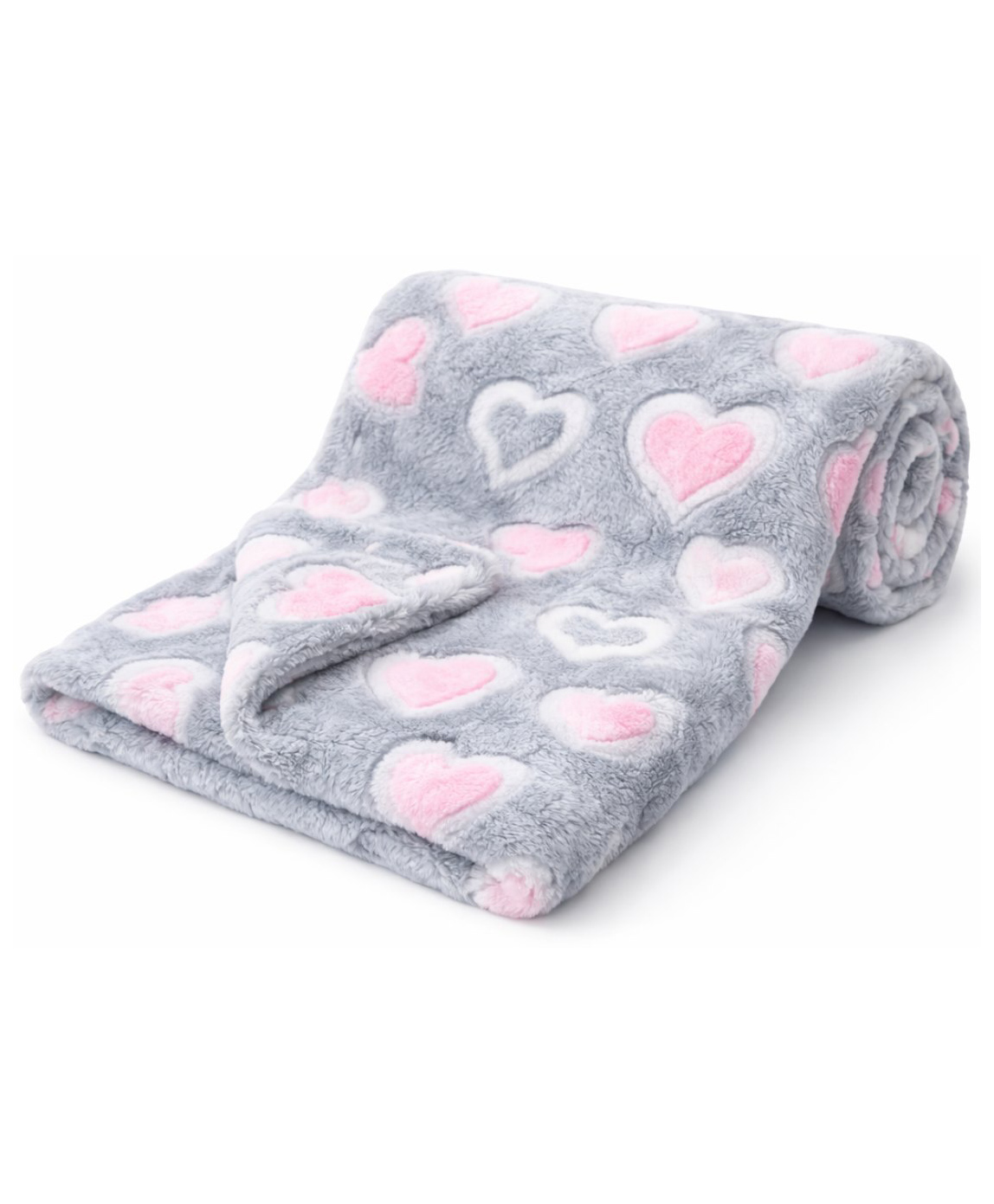 BRANDONN Single Ply Coral Blanket Heart Print - Grey-picture-14