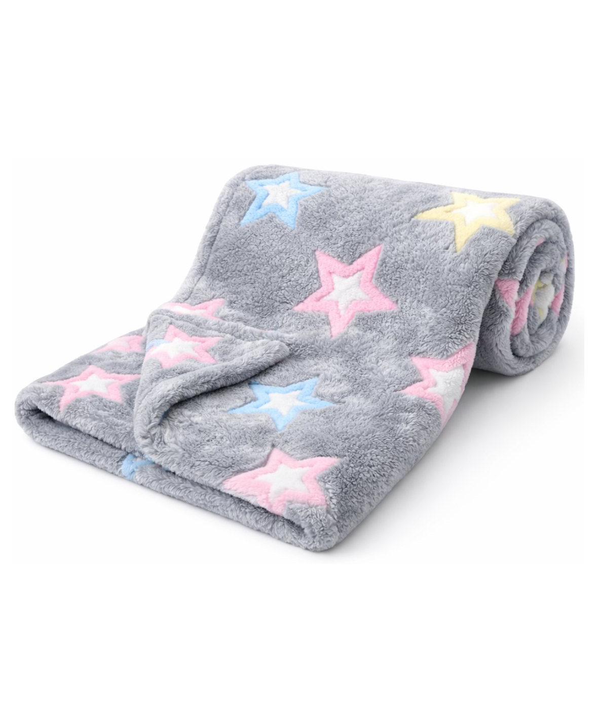 BRANDONN Single Ply Coral Blanket Star Print - Grey-image-15