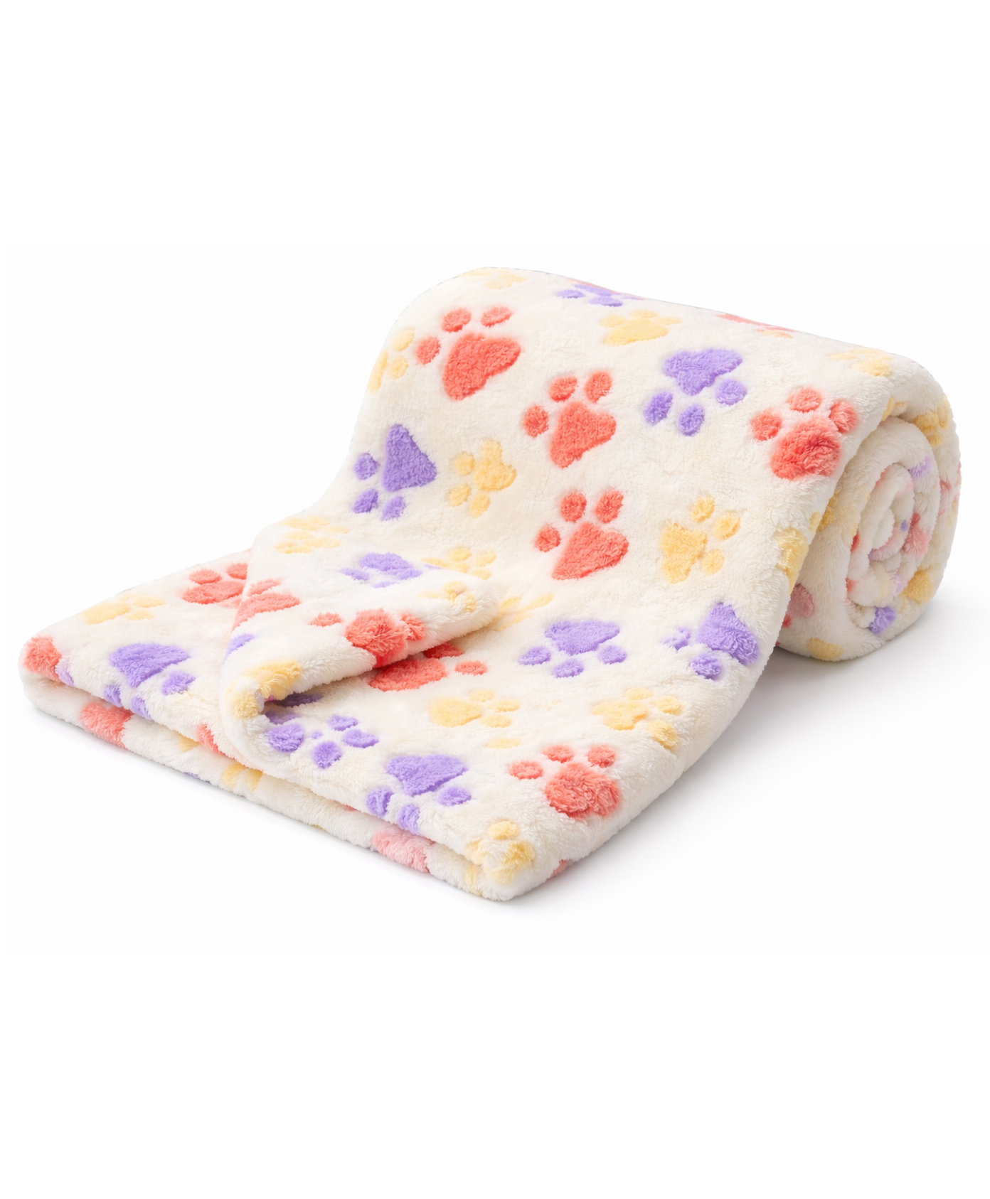 BRANDONN Single Ply Coral Blanket Paw Print - Cream-picture-17