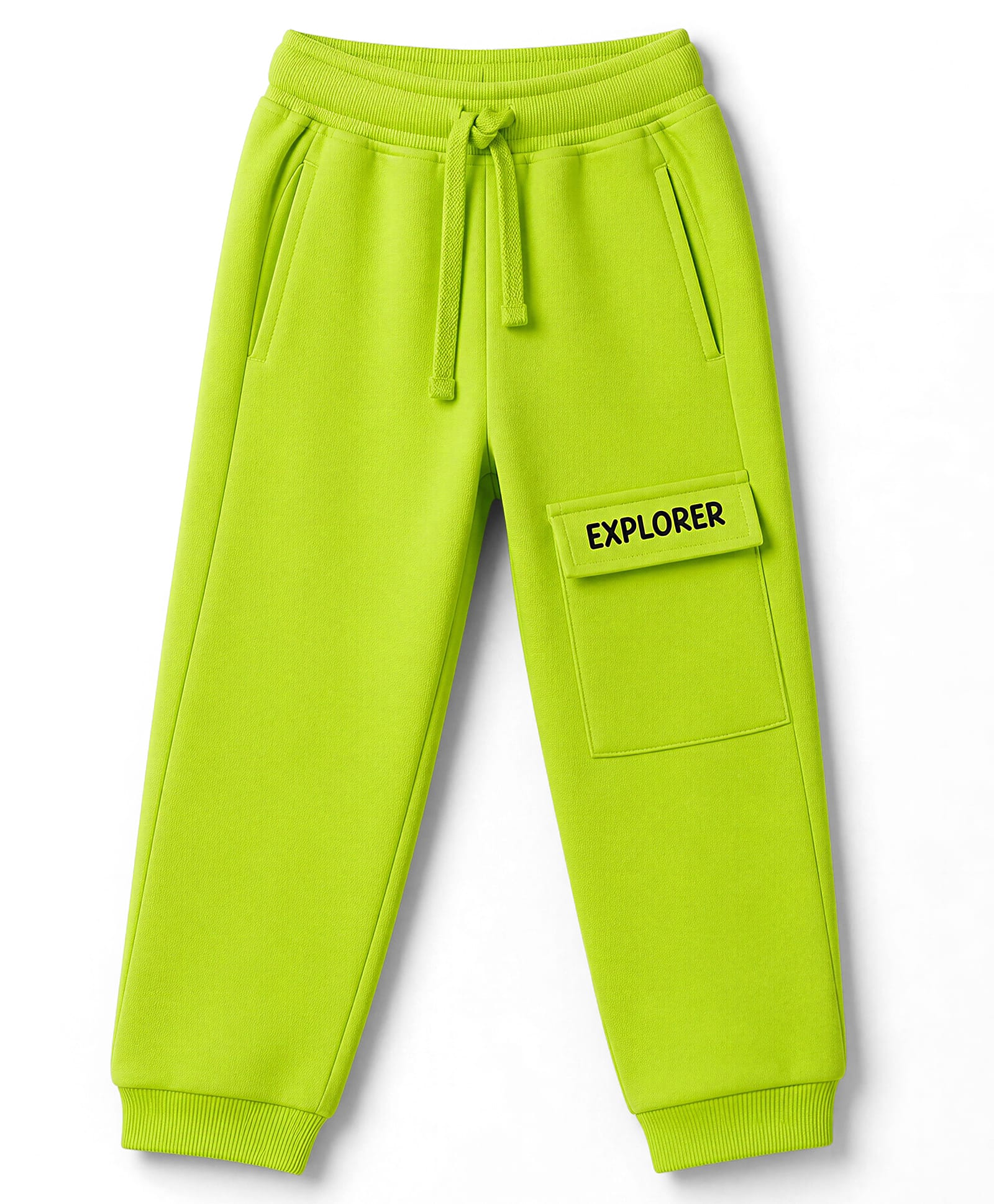 Kookie Kids India Terry Knit Full Length Joggers With Text Print - Limegreen-picture-26
