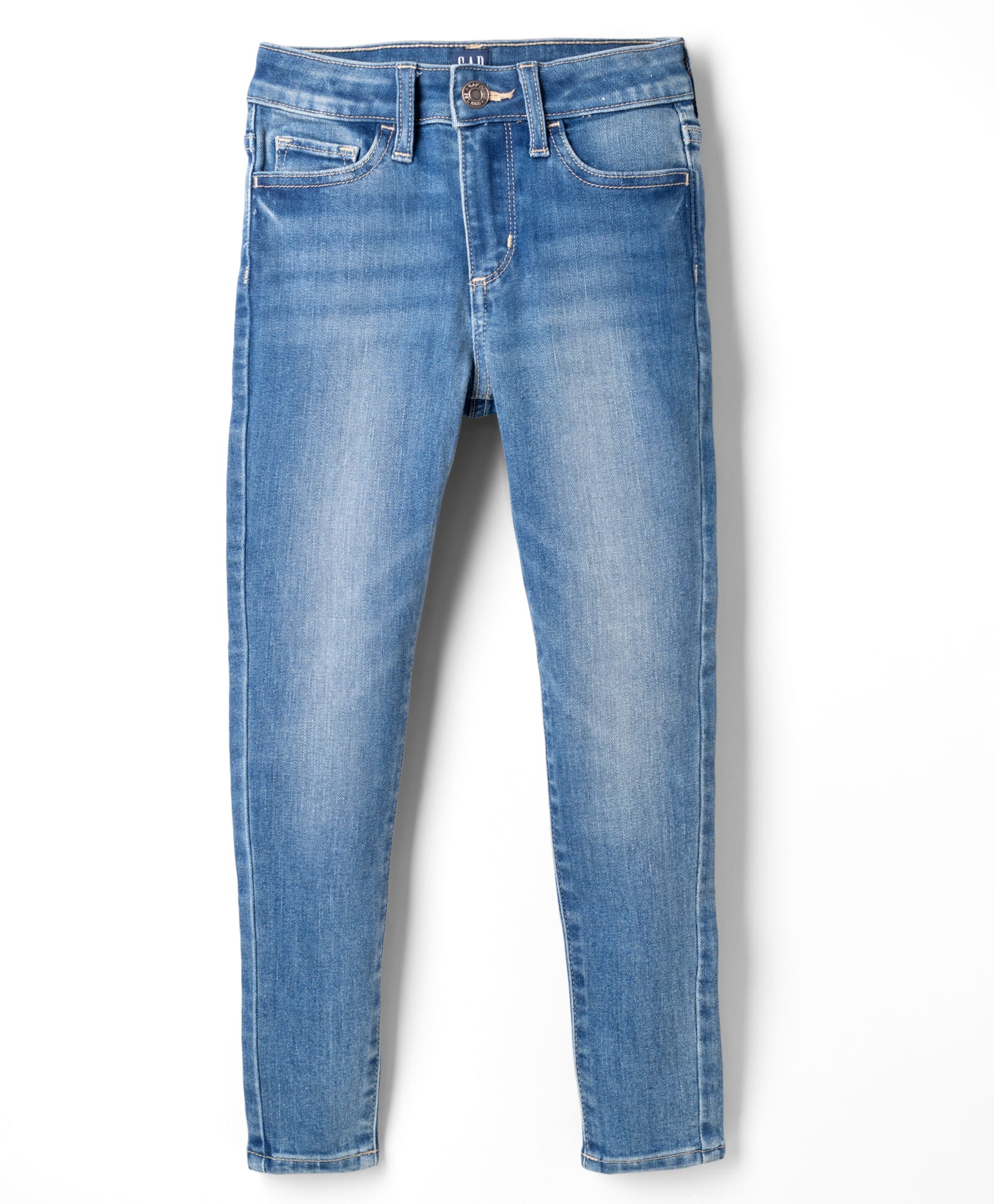 GAP Cotton Blend Woven Full Length Mid Washed Skinny Rise Jeans - Blue-picture-17